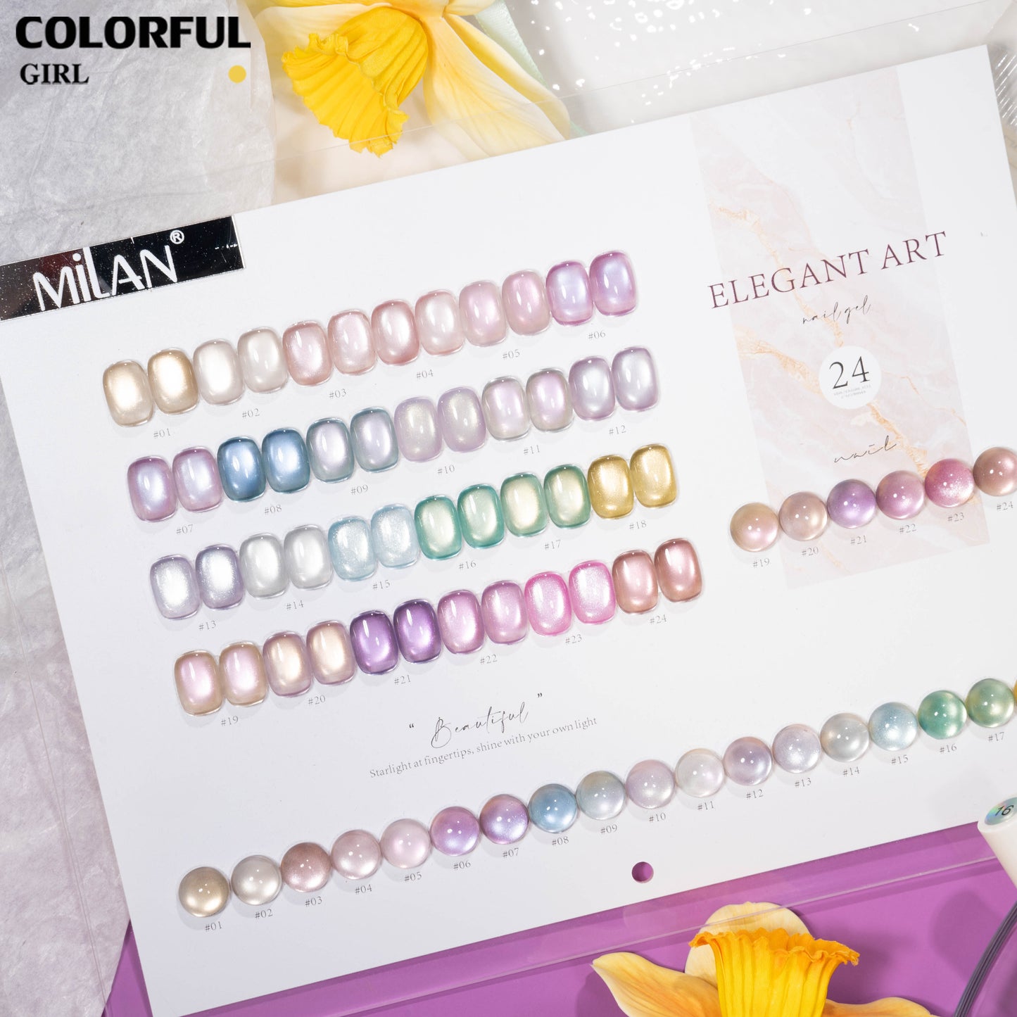 MILAN สีเจลแคทอาย 24 สี｜ฟีลลูกแก้วมุกฉ่ำวาว｜โทนสีมาคารองละมุน｜เล่นแสงสวยเหมือนแสงดาว 💖สีเจลแคทอายเนื้อซาติน