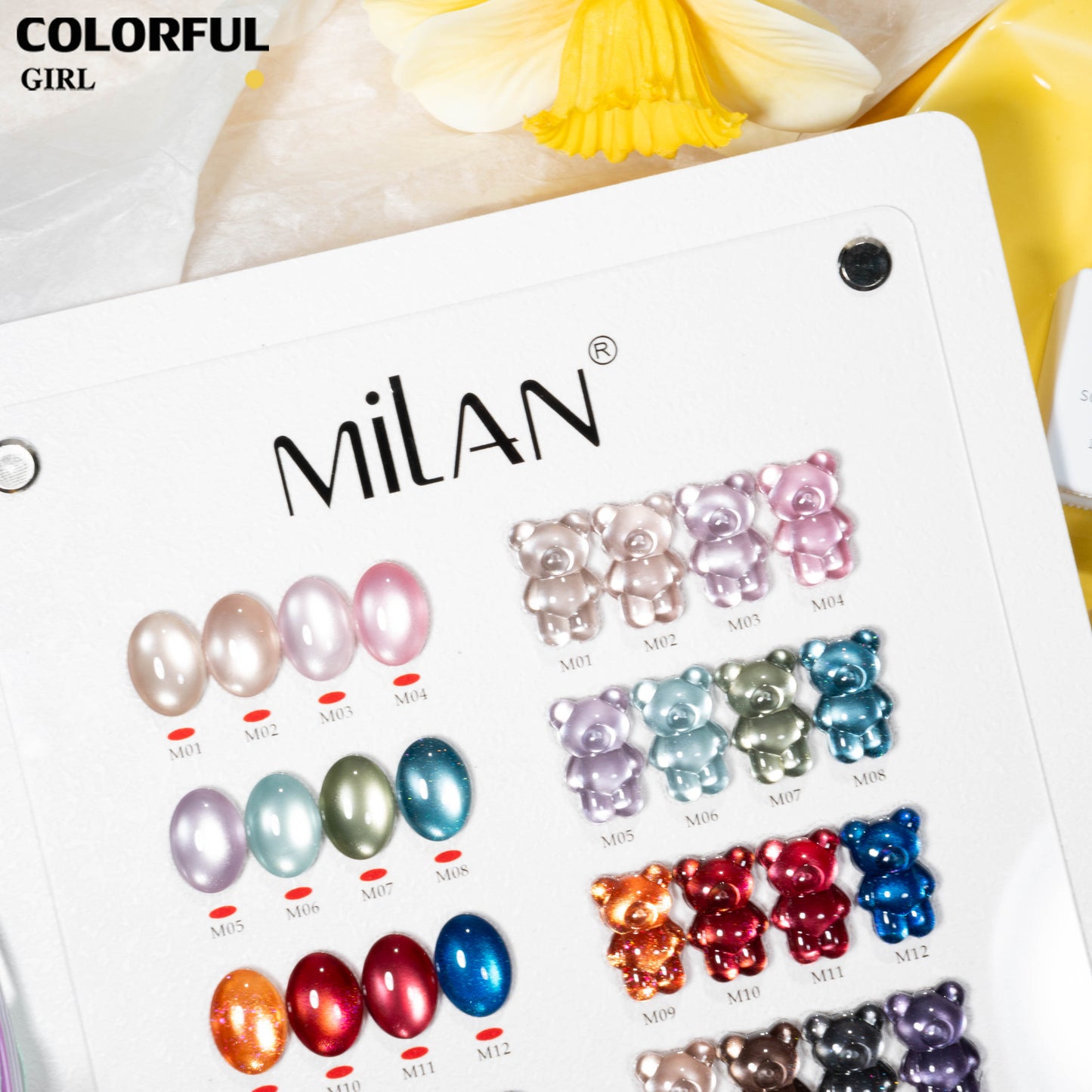 MILAN  สีเจลแคทอายหมีน้อย 16 สี｜ฟีลลูกแก้วมุกฉ่ำวาว｜เล่นแสงวิบวับ｜โทนสีน่ารักสไตล์สาวคิวท์ 💖 สีเจลแคทอายเนื้อซาติน