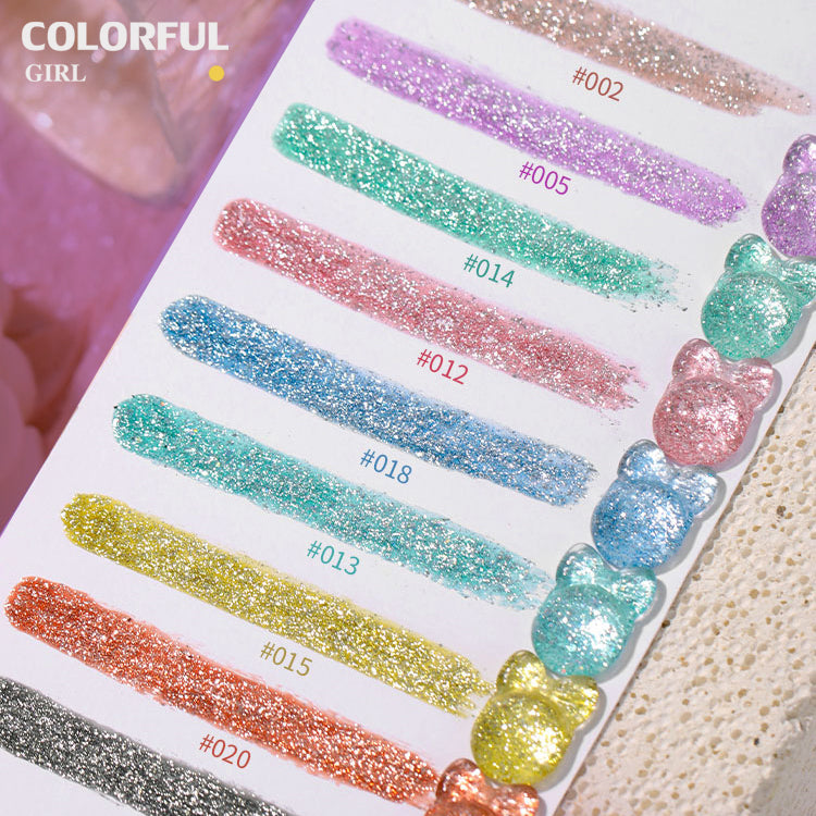 Milan 22สี  สีเจลแฟลชกลิตเตอร์ แพลตติมันแฟลช+ประกายออโรร่า กากเพชรชัด ฟรีชาร์ทสี