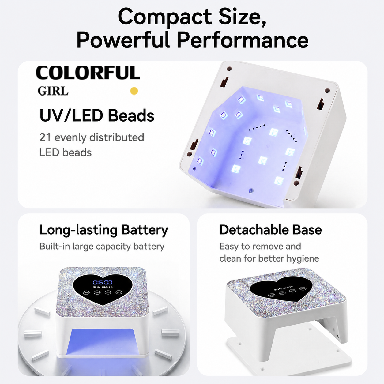 SUN BM-25 UV LED Nail Lamp 48W 21LED｜เครื่องอบเจลเล็บ UV LED｜โคมไฟอบเล็บเจล｜หน้าจอใหญ่ ตั้งเวลา 10S/30S/60S/99S｜แบบเสียบปลั๊ก และ แบบมีแบตเตอรี่ให้เลือก｜อุปกรณ์ทำเล็บมืออาชีพ