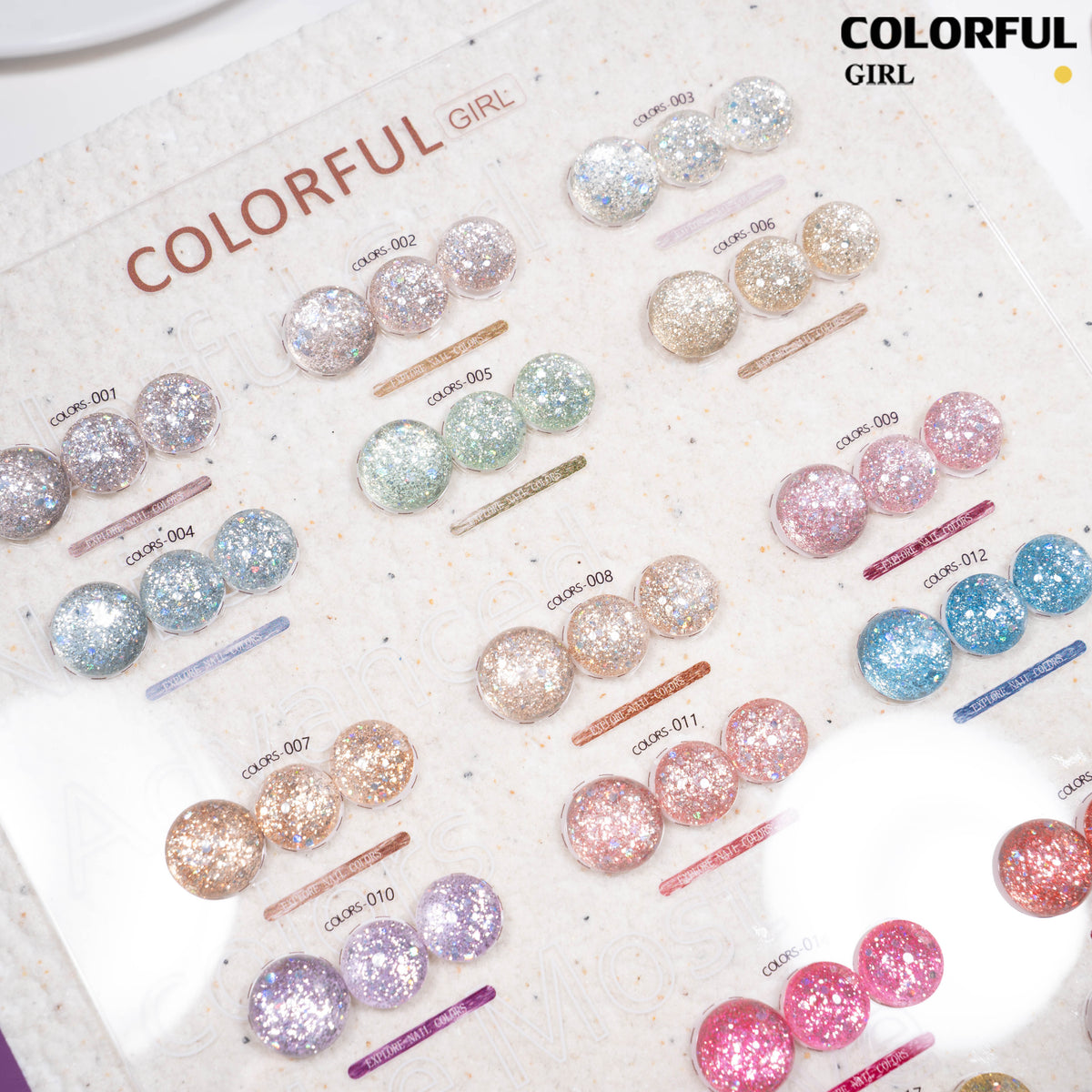 COLORFUL GIRL สีกากเพชร+เลเซอร์แฟลช 18 สี แถมฟรีชาร์ทสี