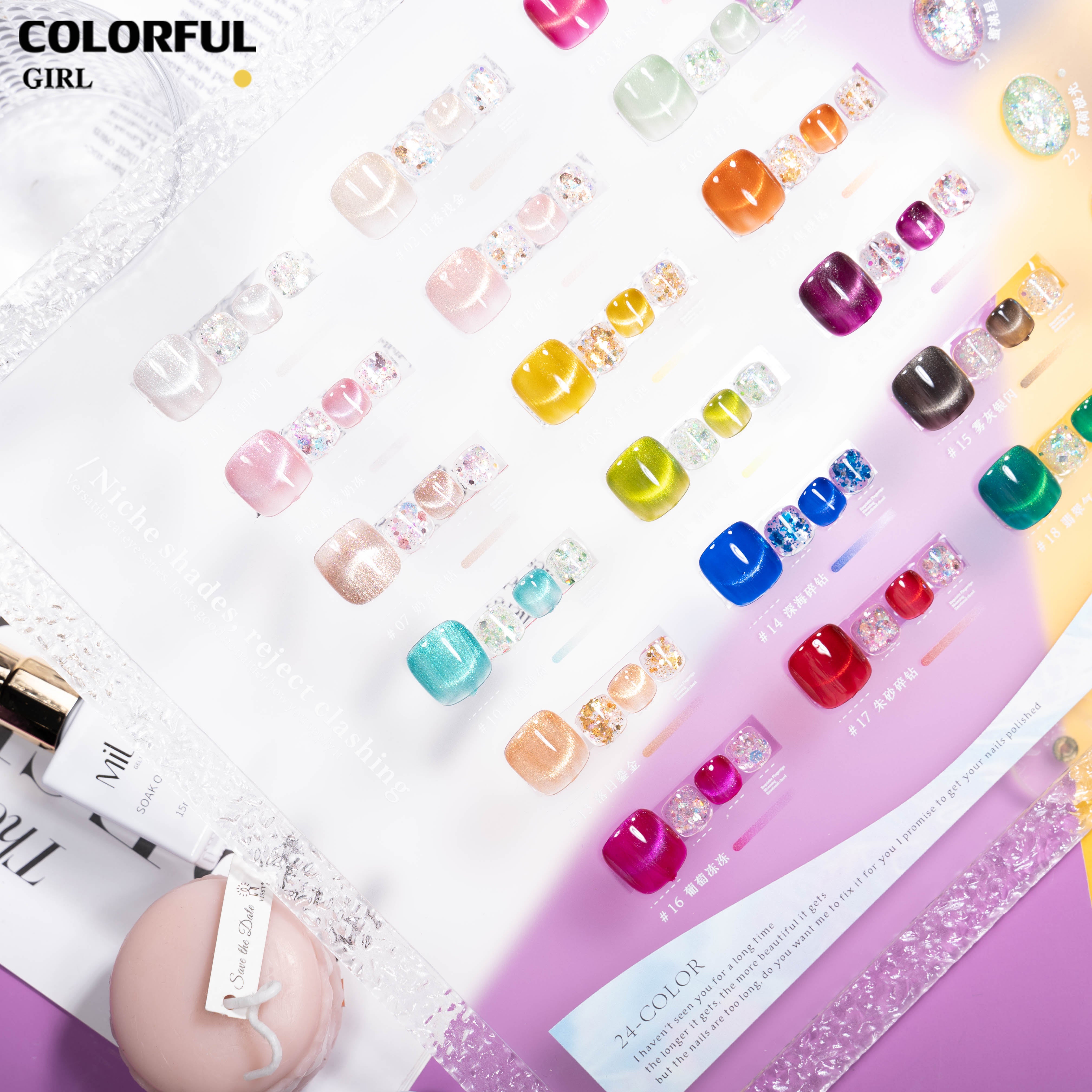 "MILAN Cat Eye 24 สี ✨ วสีเจลแคทอาย+สีเจลกลิซเตอร์  ฟีลน้ำใสวิ้งวาวแบบฝัน｜เล่นแสงเหมือนดาว｜โทนสีสวยหรูดูแพง ｜พร้อมใช้งาน ทามาให้แล้ว) "