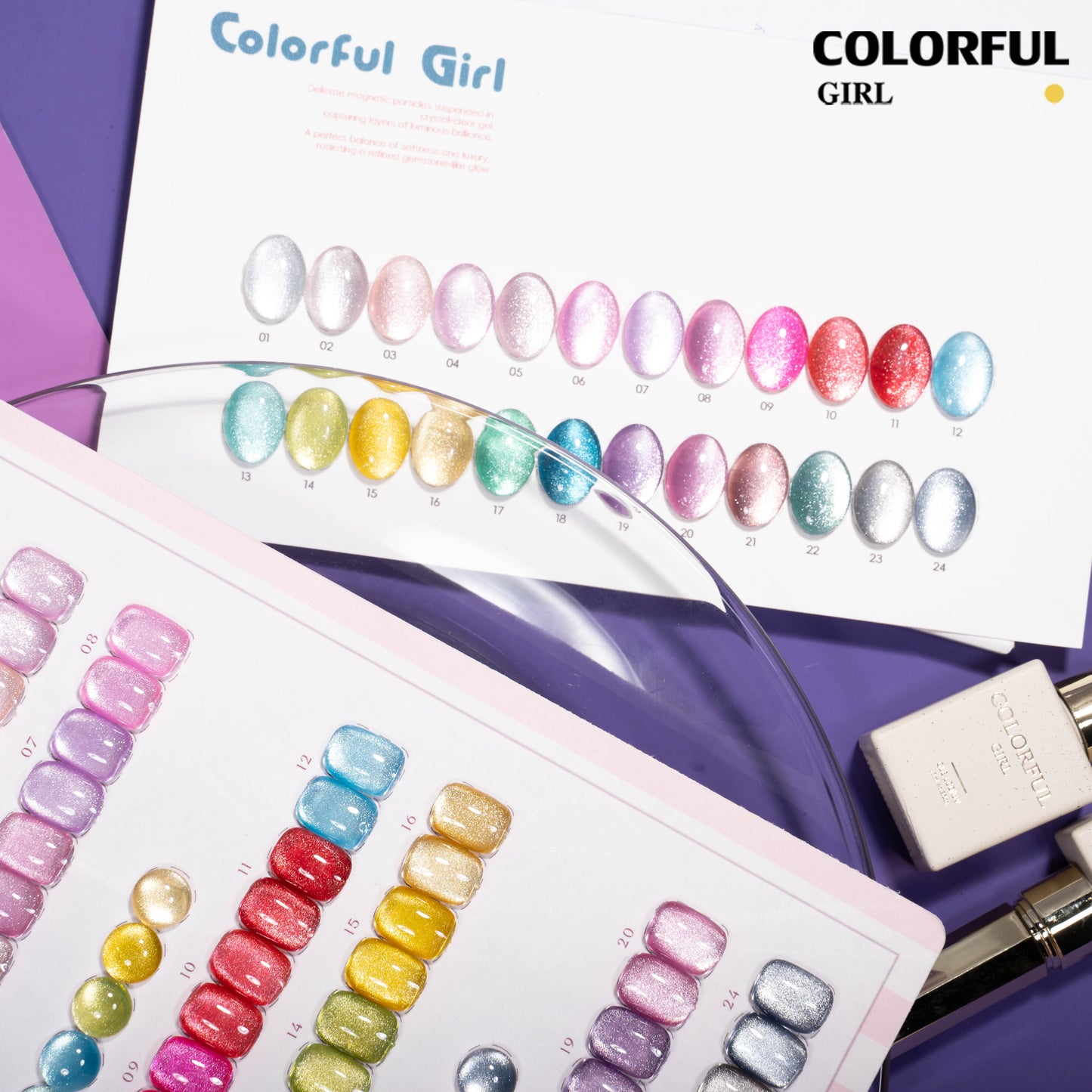 COLORFUL GIRL สีเจลแคทอาย 24 สี｜เม็ดแม่เหล็กเข้มข้นพิเศษ｜เอฟเฟกต์แสงวิบวับเหมือนแสงดาว｜โทนสีมาคารองหวานละมุน 💖