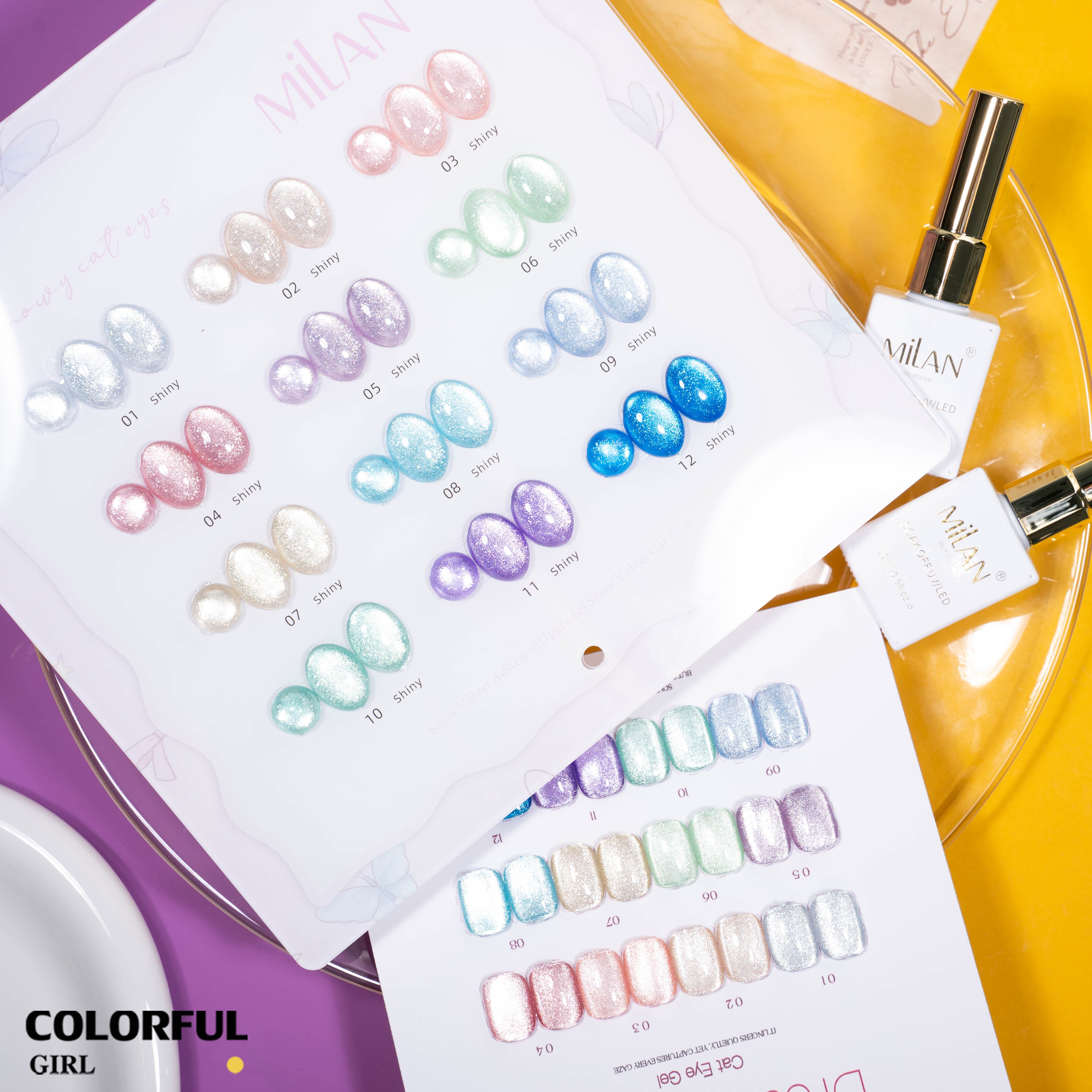 MILAN สีเจลแคทอาย 40 สี｜ลุคแก้วมุกฉ่ำวาว｜โทนสีมาคารองละมุน｜เอฟเฟกต์แสงวิบวับเหมือนแสงดาว ｜เนื้อซาตินหรูหรา ดูมีมิติทุกมุม ✨