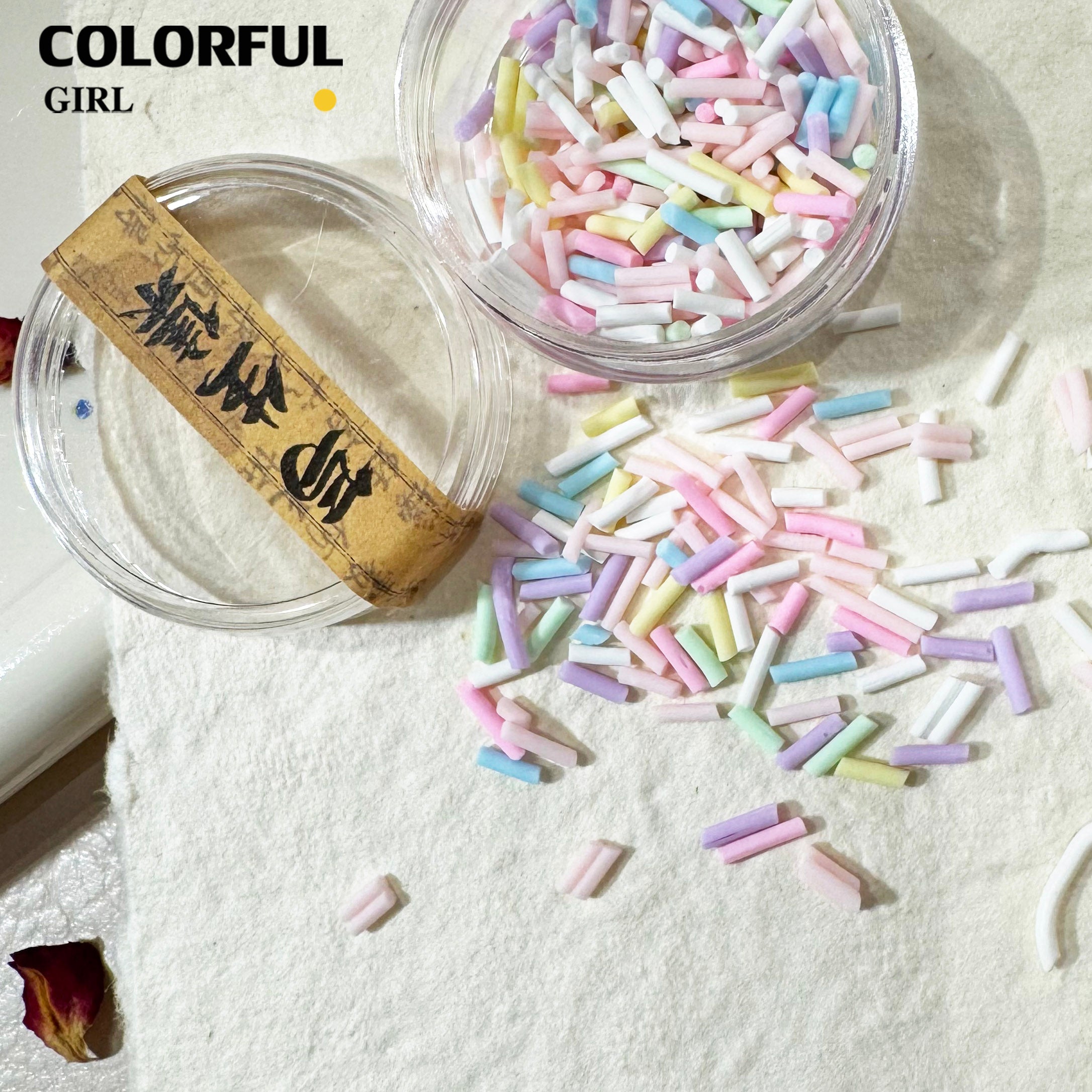 FUN BEADS สไตล์เกาหลี อะไหล่แต่งเล็บ หลากสี แบบกระปุก