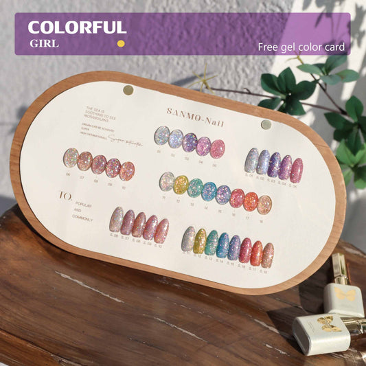 【พร้อมส่ง】18สี  สีสันเงางามมากค่ะ  สีเจลแฟลช  SANMO สี （ SANMO) สีเจล18สี   แถม ชาร์ทสี   สีเจลแฟลช