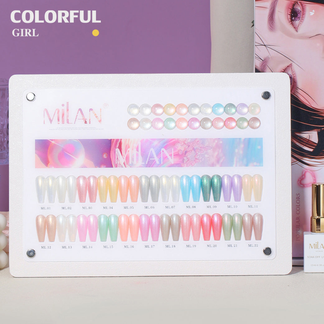 MILAN เซ็ท 22 สี  ออโรร่าเซ็ทเปลือกหอย  แถมฟรีชาร์ทอะคริลิคสำเร็จรูป