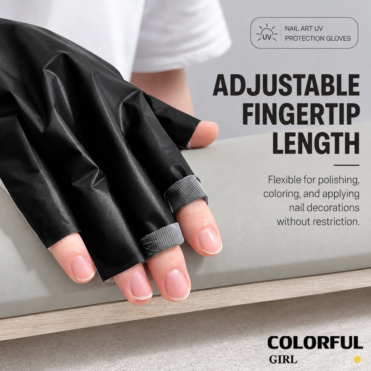 ถุงมือป้องกัน UV สำหรับงานทำเล็บ ดีไซน์ตาข่ายระบายอากาศ ป้องกันแสง UV จากเครื่องอบเจล ถุงมือครึ่งนิ้ว สำหรับทำเล็บมืออาชีพ