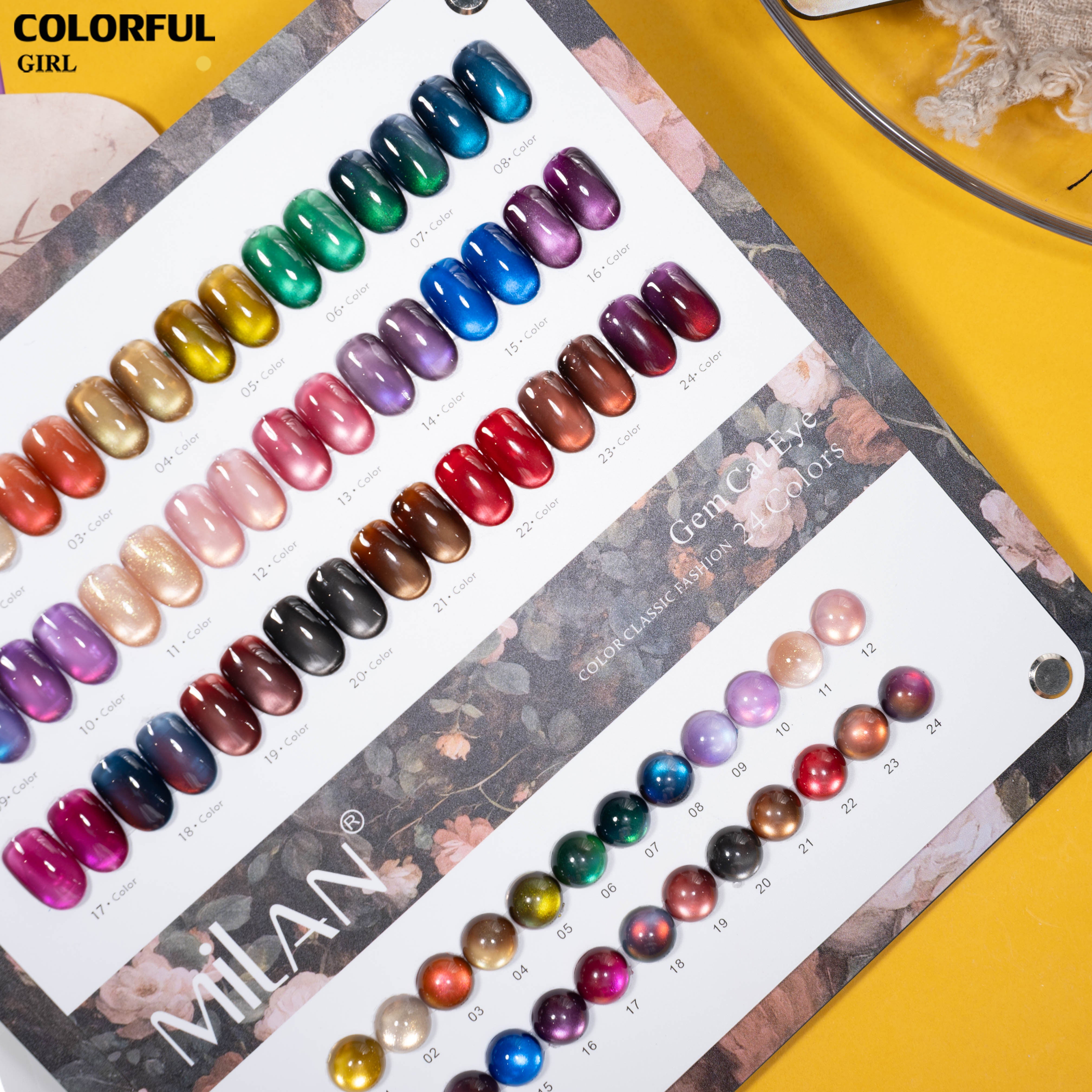 เจลเล็บ MILAN Cat Eye 24 สี สีเจลแคทอาย  |โทนสุภาพ หวานละมุน | เจลแม่เหล็กตาแมว | สีชัด ติดทนนาน สำหรับงานเล็บมืออาชีพ | สร้างเอฟเฟกต์แสงได้ทันที (ทามาให้แล้ว พร้อมใช้งาน)สีเจลแคทอาย