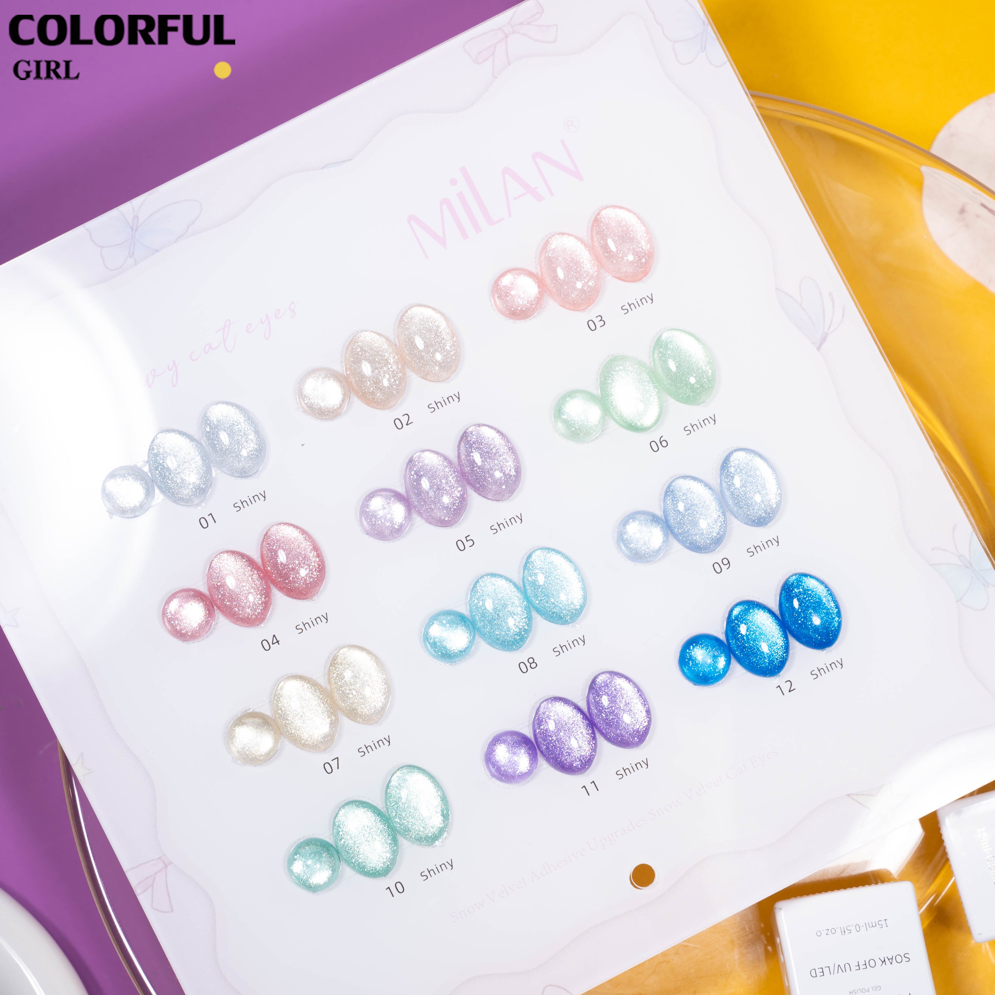 MILAN สีเจลแคทอาย 40 สี｜ลุคแก้วมุกฉ่ำวาว｜โทนสีมาคารองละมุน｜เอฟเฟกต์แสงวิบวับเหมือนแสงดาว ｜เนื้อซาตินหรูหรา ดูมีมิติทุกมุม ✨