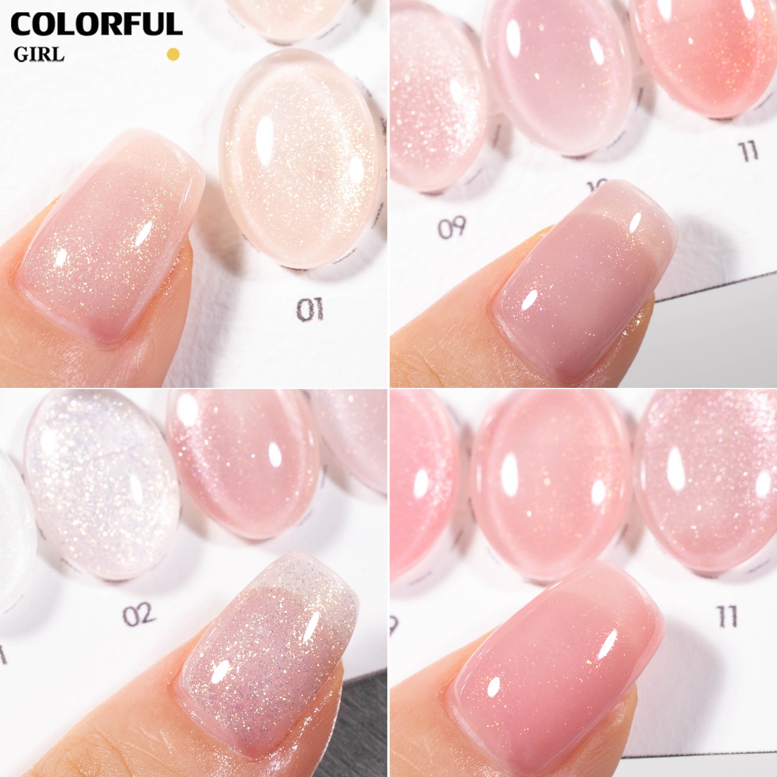 COLORFUL GIRL 12 สี เจลกลิตเตอร์วิบวับ ✨｜เอฟเฟกต์ไข่มุกพิเศษ｜กลิตเตอร์ละเอียดหรูหรา｜โทนแสงระยิบระยับพรีเมียม 💖