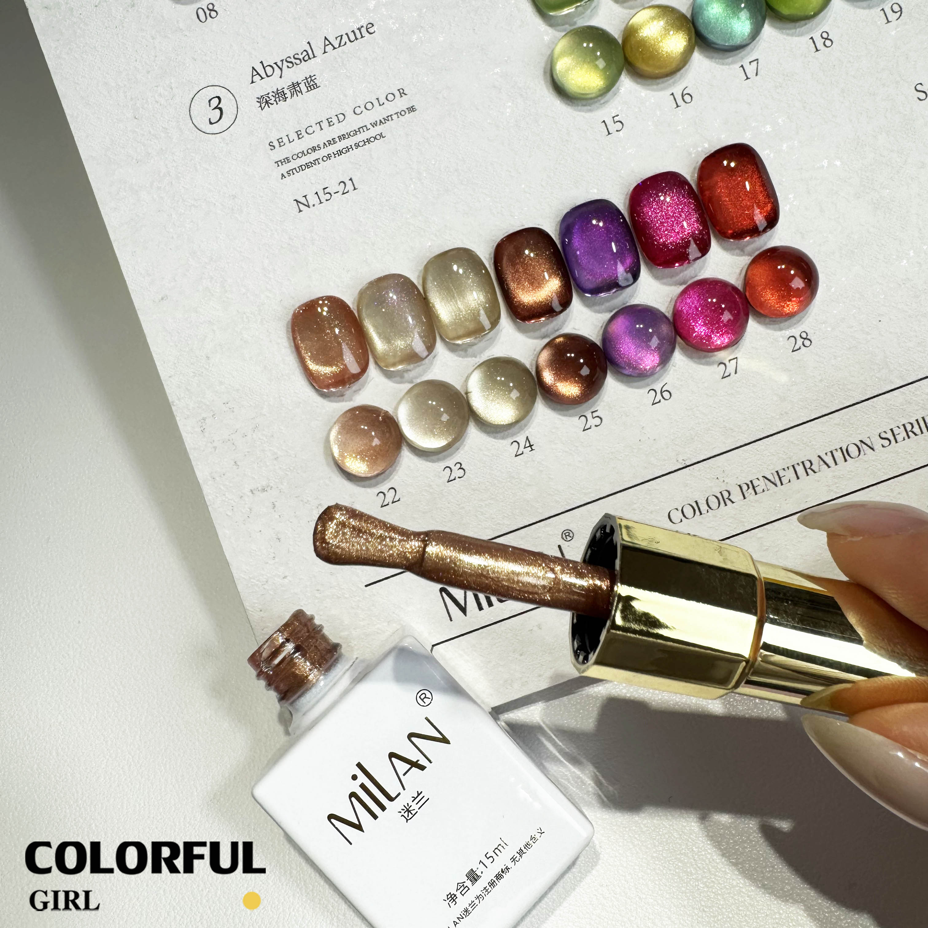 MILAN 28สี สีเจลแคทอายเนื้อซาติน สีเจลแคทอาย  ฟรีชาร์ทสี