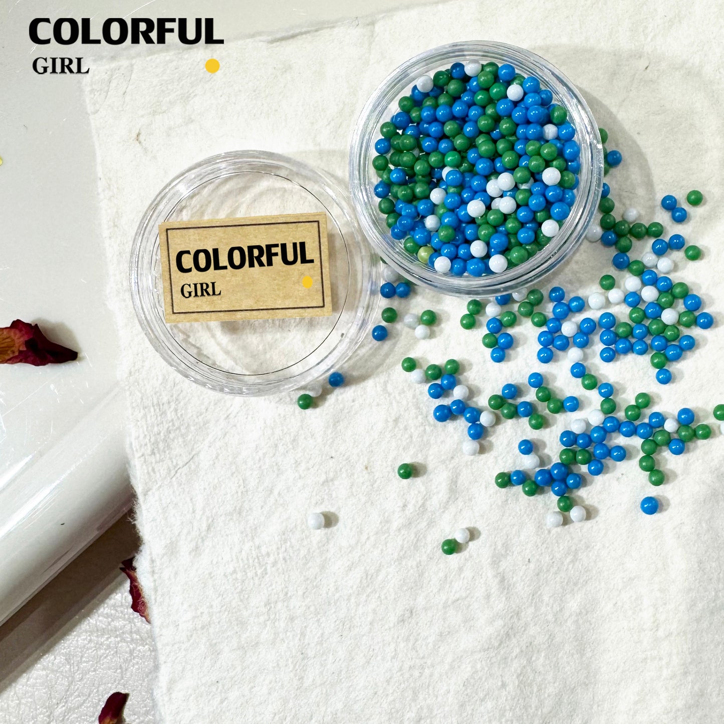 FUN BEADS สไตล์เกาหลี อิน ด้ายสีเค้กริบบิ้นริบบิ้นอุปกรณ์แต่งเล็บน่ารักผสมสีรูปพิเศษน้ําตาลเข็มสีถั่วเครื่องปั้นดินเผานุ่มเครื ลูกปัดตกแต่งเล็บ funbeads พร้อมส่งในไทย