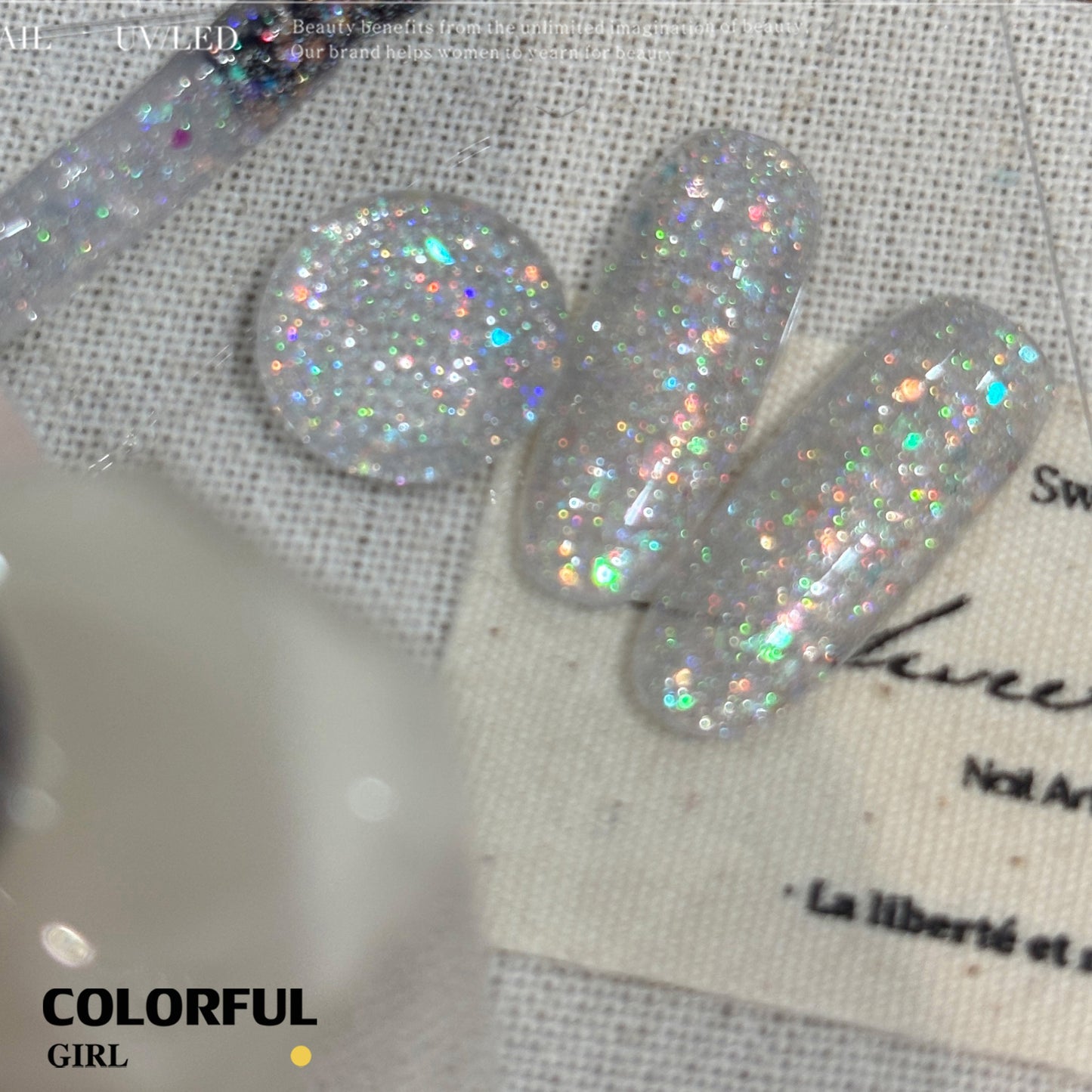 【พร้อมส่ง】Colorful Girl สีเจลกลิตเตอร์ บิงเยว่ / ยุนปั๋ว｜ขวดครีม 15ml｜เอฟเฟกต์วิ้งละอองดาว & นมหรูระยิบระยับ｜ทาทับได้ สีใสเม็ดเล็ก / ผสมทองคำเปลว