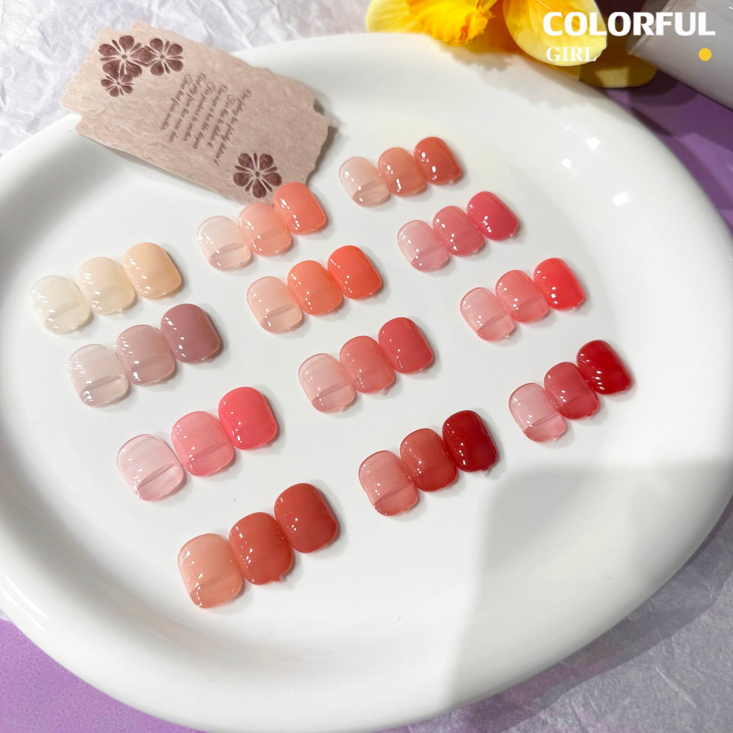 【พร้อมส่ง】💅 สีทาเล็บเจล Colorful Girl ✦ เซต 12 สี ✦ โทนชมพู Ice Peach หวานละมุน ✦ แถมฟรีชาร์ตสี 💖ซีรีส์ Sweet Nude Pink ｜ Pink Butterfly Mist Series
