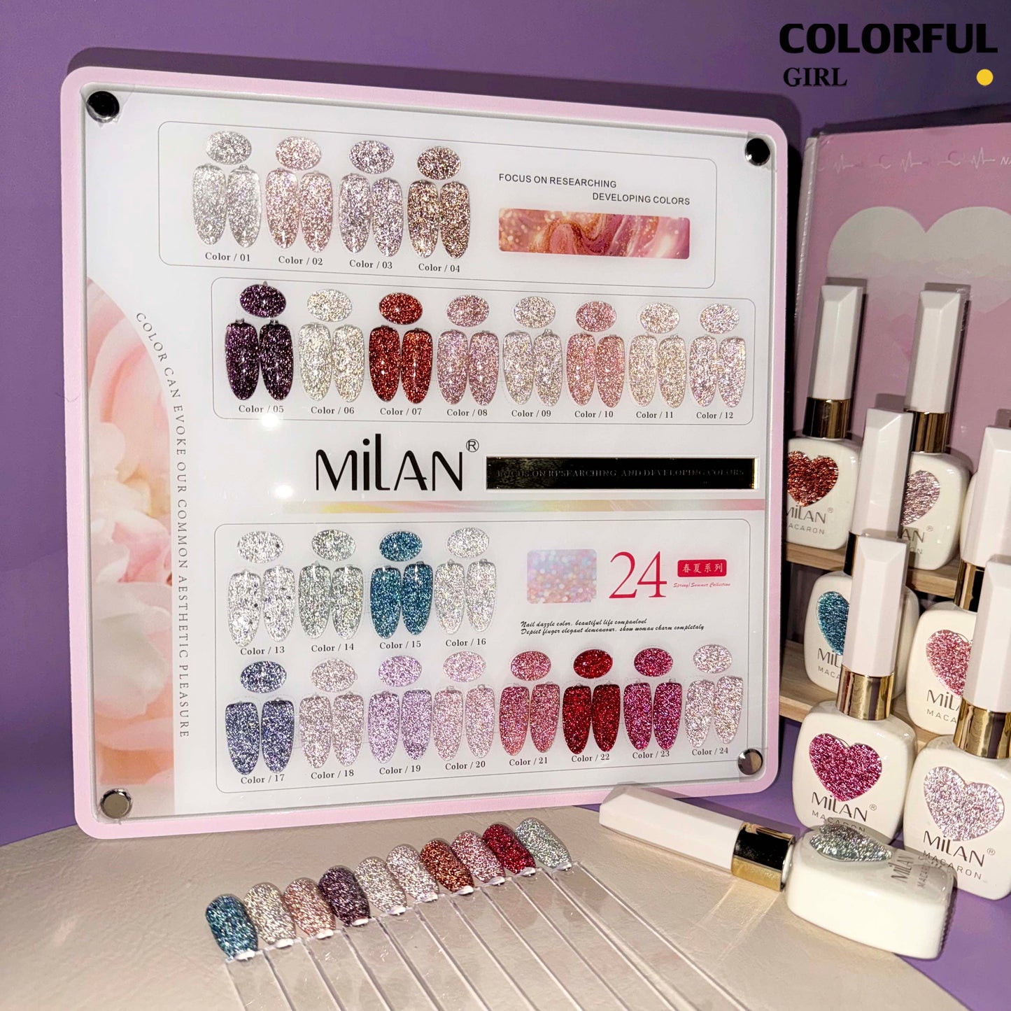 【พร้อมส่ง】MILAN C19สีเจลแฟลช 24สี (milan)สีเจลทาเล็บ สี แถม ชาร์ทสี ยาทาเล็บเจล ชุดสี 24สี + ฟรีชาร์ทสี