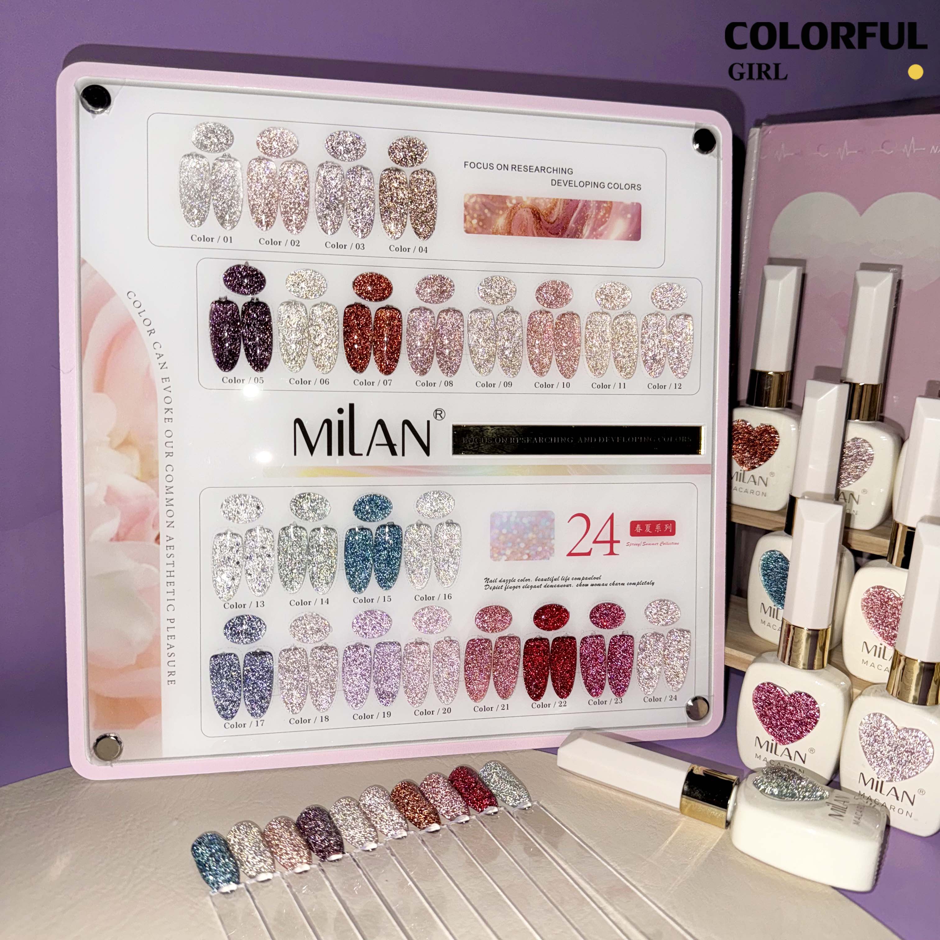 【พร้อมส่ง】MILAN C19สีเจลแฟลช 24สี (milan)สีเจลทาเล็บ สี แถม ชาร์ทสี ยาทาเล็บเจล ชุดสี 24สี + ฟรีชาร์ทสี