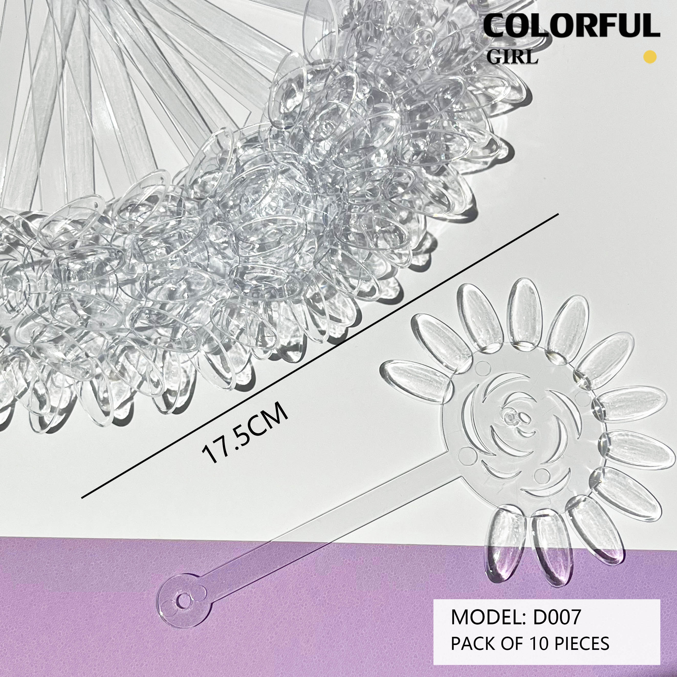 ถาดโชว์เล็บปลอม ทรงวงรี ลายดอกไม้ สีขาวใส สําหรับฝึกทําเล็บ และโชว์สี