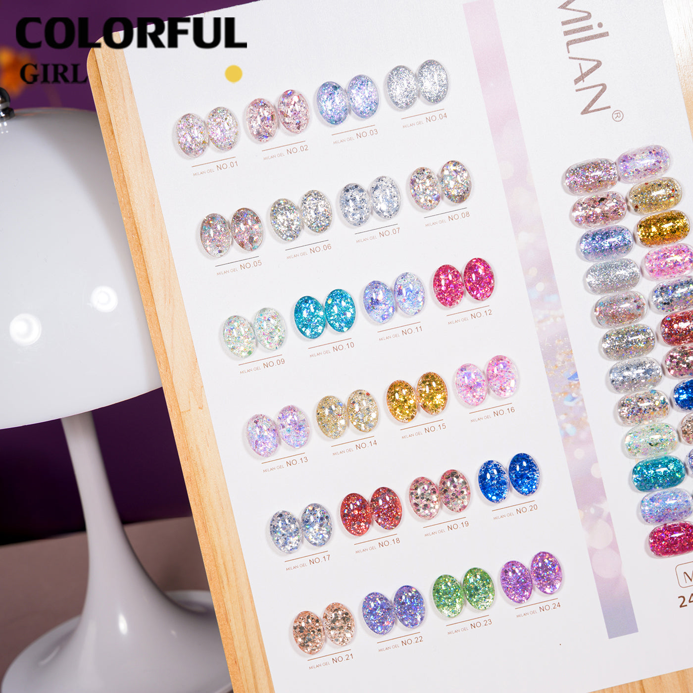 เจลเล็บ MILAN 24 สี | สีเจลกลิตเตอร์วิบวับจัดเต็ม | วิ้งกระแทกตา เล่นแสงสุดปัง | ทาแล้วดูแพงทันที 💎(ทามาให้แล้ว พร้อมใช้งาน) สีเจลกลิตเตอร์เนื้อแน่น |
