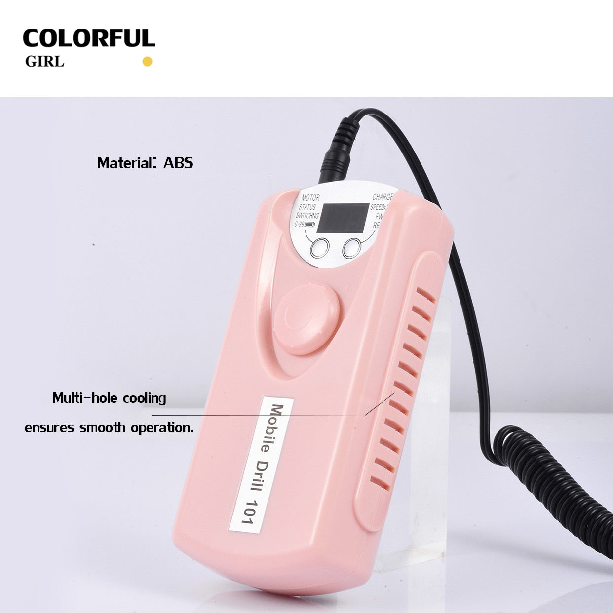เครื่องเจียรเล็บ 30000RPM พร้อมหัวเจีย  เครื่องสีดำ สีชมพู และสีขาว