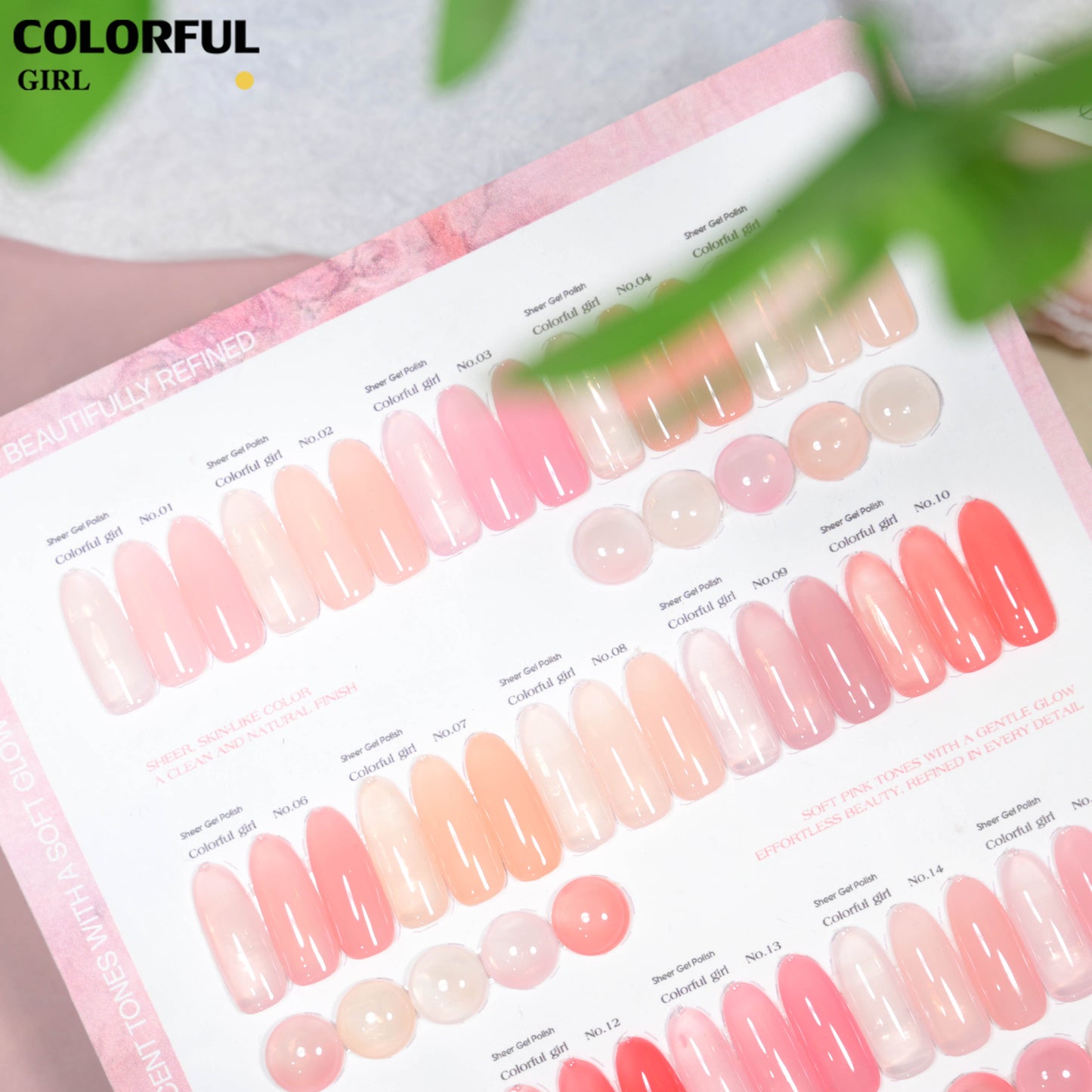 【พร้อมส่ง】สีเจลไซรัป Colorful Girl เซต 20 สี ✨ โทน Ice Peach ชมพูพีชละมุน ฟีลลูกคุณหนูหวานแพง ขับผิวให้มือดูสว่างอมชมพู เนื้อเจลใสฉ่ำแบบลูกแก้ว สีแน่นเงาวาว เล่นแสงสวย ติดทนนาน 💖 ฟรีชาร์ตสีซีรีส์ Sweet Nude Pink (ทามาให้แล้ว พร้อมใช้งาน) ✨