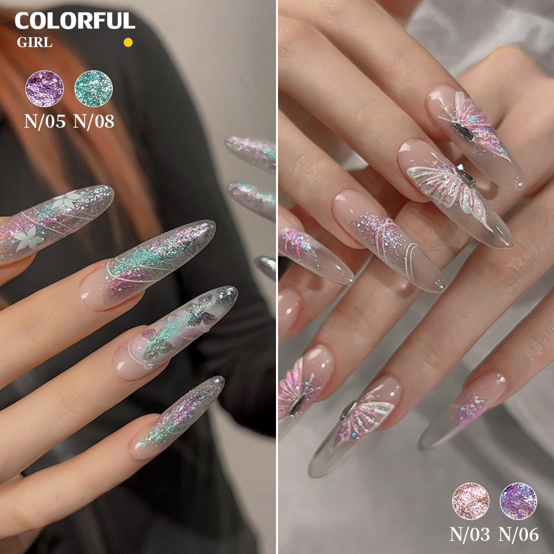 ✨พร้อมส่ง✨ Nail Art Fairy Powder Cream มินิซีรีส์ Nine-square โพลาไรซ์แบบทึบ กลิตเตอร์ละเอียด กาวบำบัดสามมิติสำหรับร้านทำเล็บ
