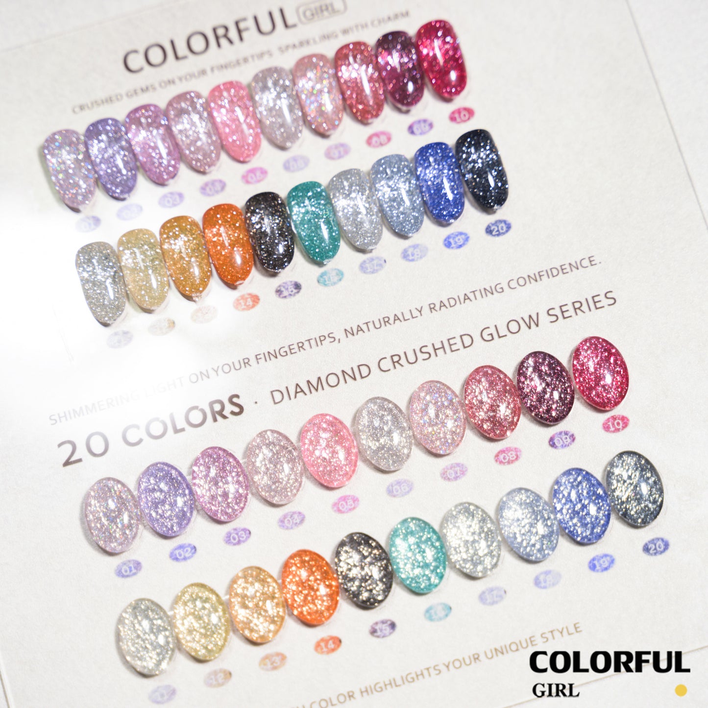 COLORFUL GIRL เจลแฟลชโอปอล 20 สี ✨ วิ้งระยิบระยับ ฟรีชาร์ทสี