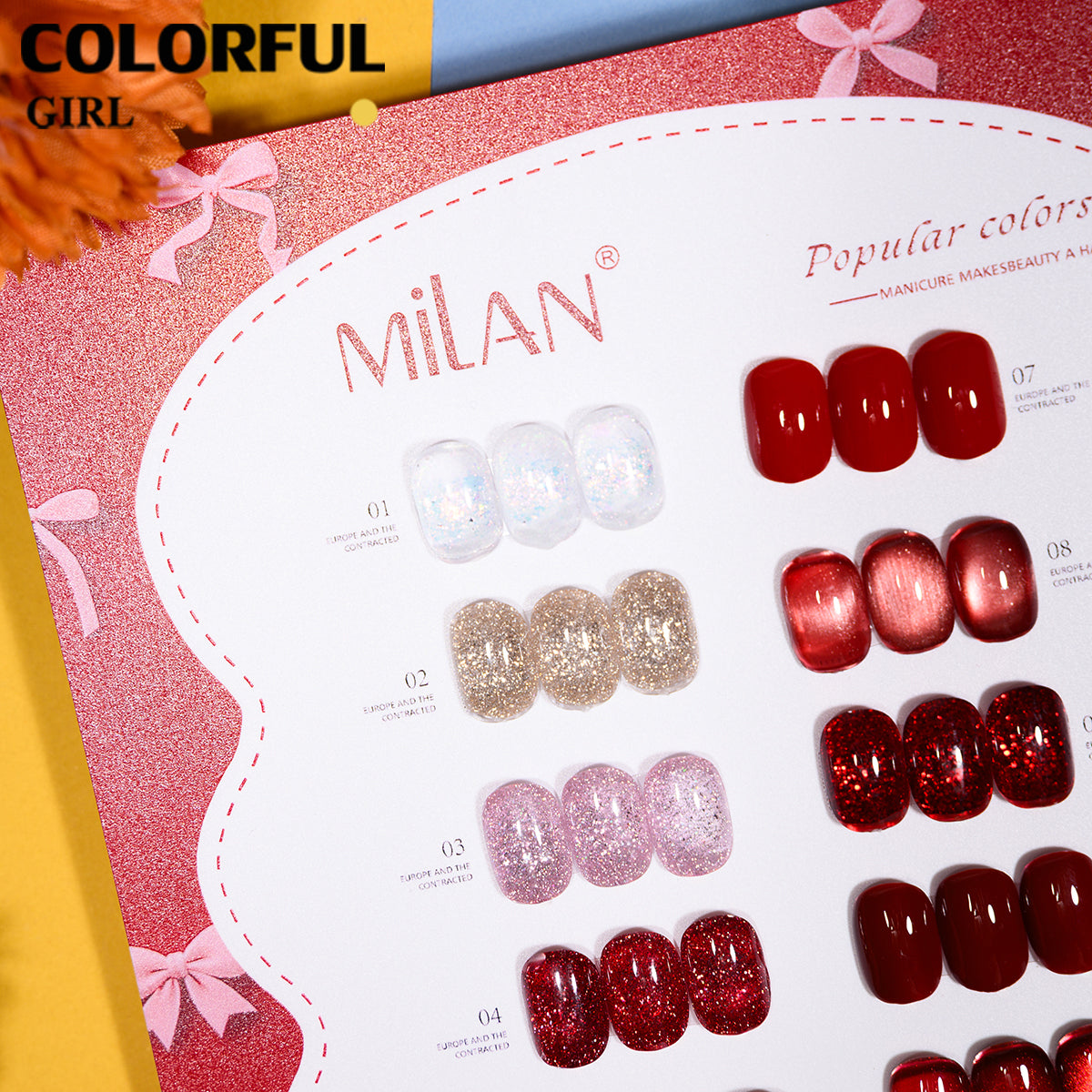 MILAN 12สี รวมแผ่นสีเจลโทนแดงยอดนิยม หลายเฉดสีแดง｜ไวน์แดง / แดงคลาสสิก / แดงนู้ดอมชมพู / แบบกากเพชรละเอียด｜สีเจลแคทอาย /สีเจลแฟลช/สีเจลกลิซเตอร์ ✨ (ทามาให้แล้ว พร้อมใช้งาน)