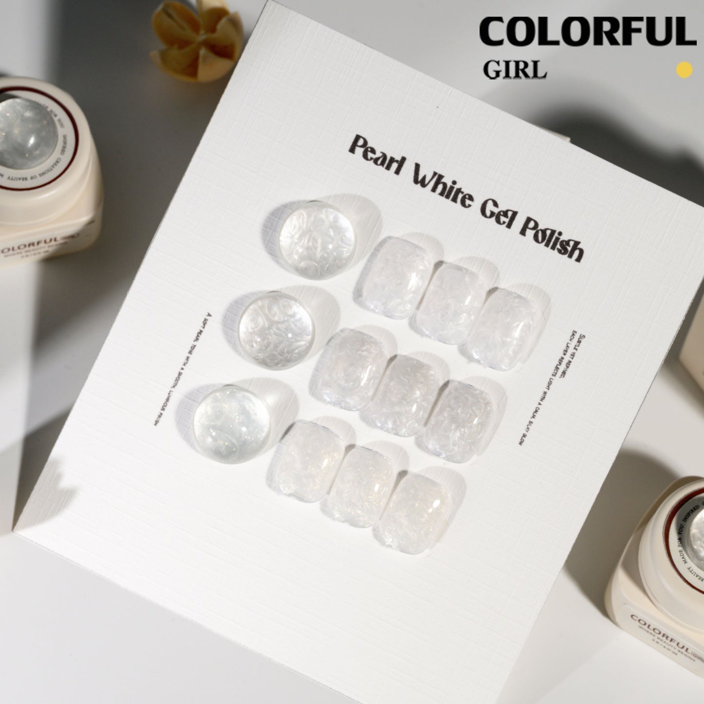 Colorful Girl Nail สีเจลมุก (ขาว / เงิน / ทอง) ปริมาณ 5 กรัม / เนื้อเจลข้น ช่วยให้ลวดลายชัดเจนยิ่งขึ้น สีเจลมุกขาว เหมาะสำหรับทำลายหินอ่อน สีสวย เงาวาว ดูหรูมีมิติ