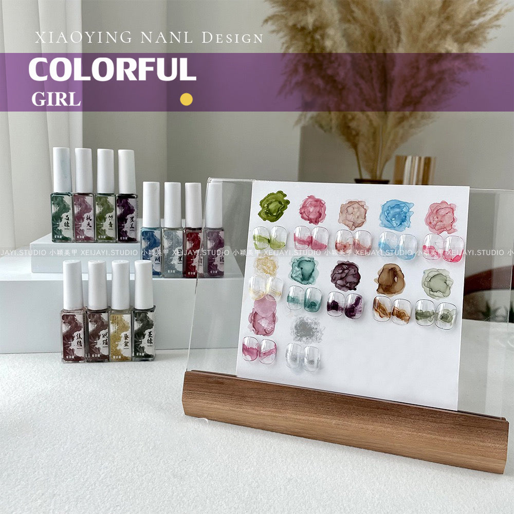 15สี บรรจุแบบแบ่งขวด น้ำยาทำลายหินอ่อน   สีทาเล็บ วาดภาพ Diy ทำลายอาร์ต สีทาเล็บ ใช้เพ้นท์ได้ง่ายและสะดวก สีสวยสดโทนพาสเทล