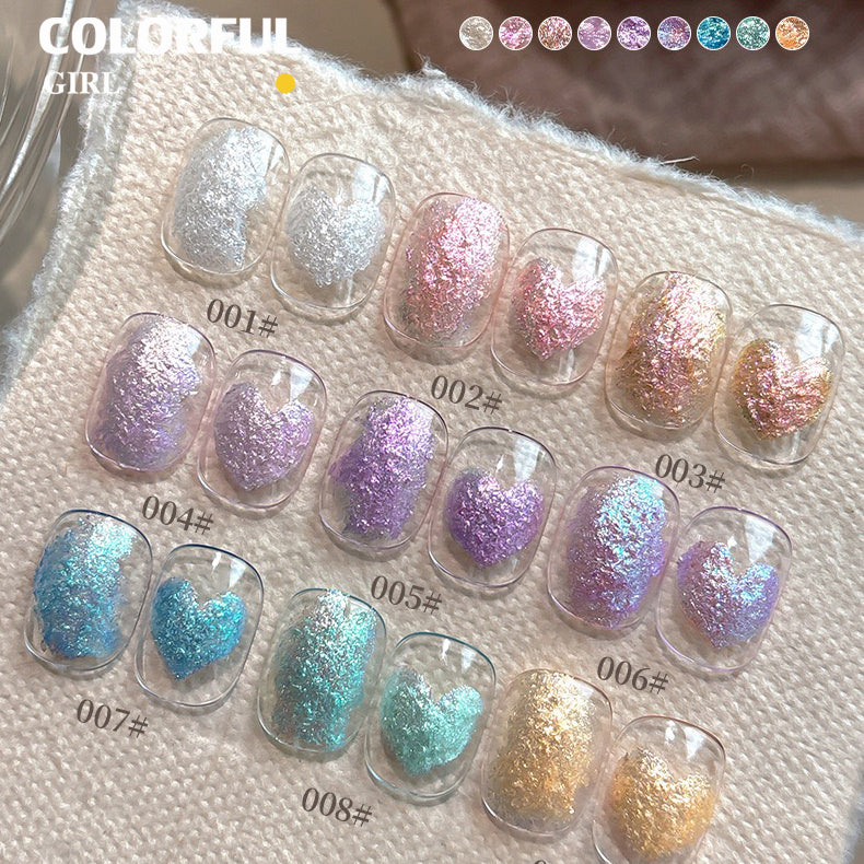 ✨พร้อมส่ง✨ Nail Art Fairy Powder Cream มินิซีรีส์ Nine-square โพลาไรซ์แบบทึบ กลิตเตอร์ละเอียด กาวบำบัดสามมิติสำหรับร้านทำเล็บ