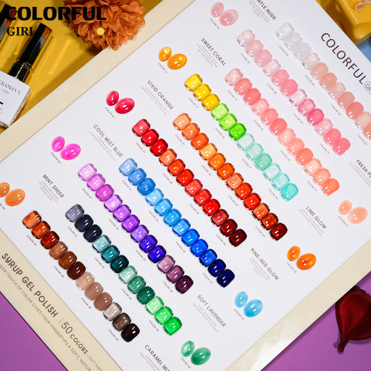 COLORFUL GIRL สีไซรัป 50 สี ✨สีลูกกวาด สีเจลไซรัป โทนชมพู Ice Peach แถมฟรีชาร์จสี