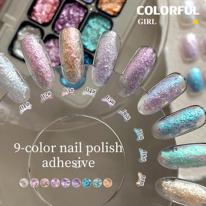 ✨พร้อมส่ง✨ Nail Art Fairy Powder Cream มินิซีรีส์ Nine-square โพลาไรซ์แบบทึบ กลิตเตอร์ละเอียด กาวบำบัดสามมิติสำหรับร้านทำเล็บ