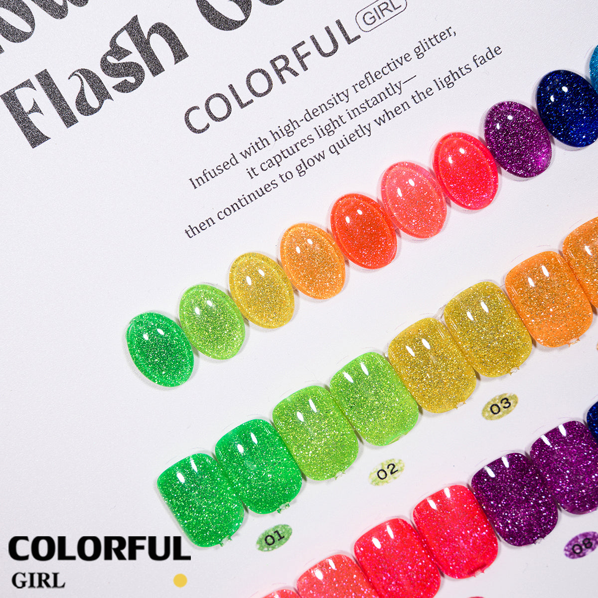 COLORFUL GIRL Top Coat เรืองแสง｜1 ขวดใช้ได้กับทุกสี｜ ขนาด 12 มล. / สีแฟลช