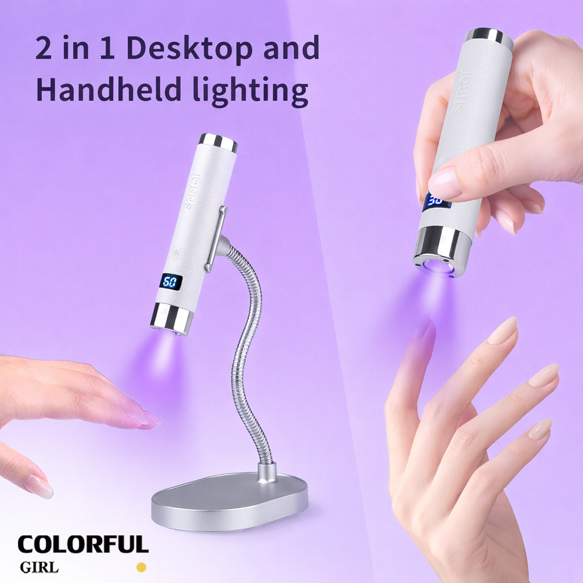 SNRQI G1| ไฟฉายล็อคอะไหล่ และสีเจล | แบต 800mAh · ตั้งเวลา 30/60 วินาที · ขนาดเล็ก พกพาง่าย · ใช้งานสะดวก ไม่เปลืองพื้นที่