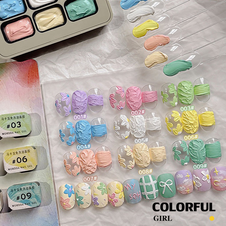 ✨พร้อมส่ง✨ OIL PAINTING TEXTURE GEL ญี่ปุ่นเล็บแกะสลักกาวแกะสลักดินน้ำมันยูวีเจลจิตรกรรม 5d นูนเจลเล็บอุปกรณ์สำหรับมืออาชีพ 9 สี