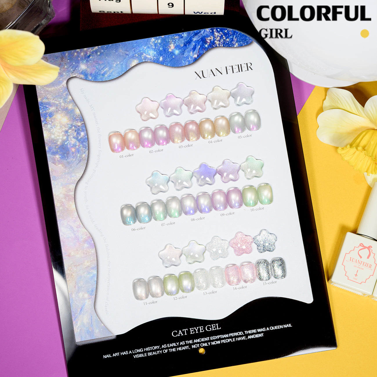 XUANFEIER เจลแคทอายออโรร่าลูกกวาด 15 สี + สีเจลกากเพชรวิ้งแน่น + สีเจลกลิตเตอร์ ฟีลกาแล็กซี่สุดละมุน เล่นแสงไหลลื่น✨ แคทอายมุกใสแบบน้ำแข็ง ช่วยขับผิว เพิ่มลุคหวานละมุนดูมีออร่า (ทามาให้แล้ว พร้อมใช้งาน)