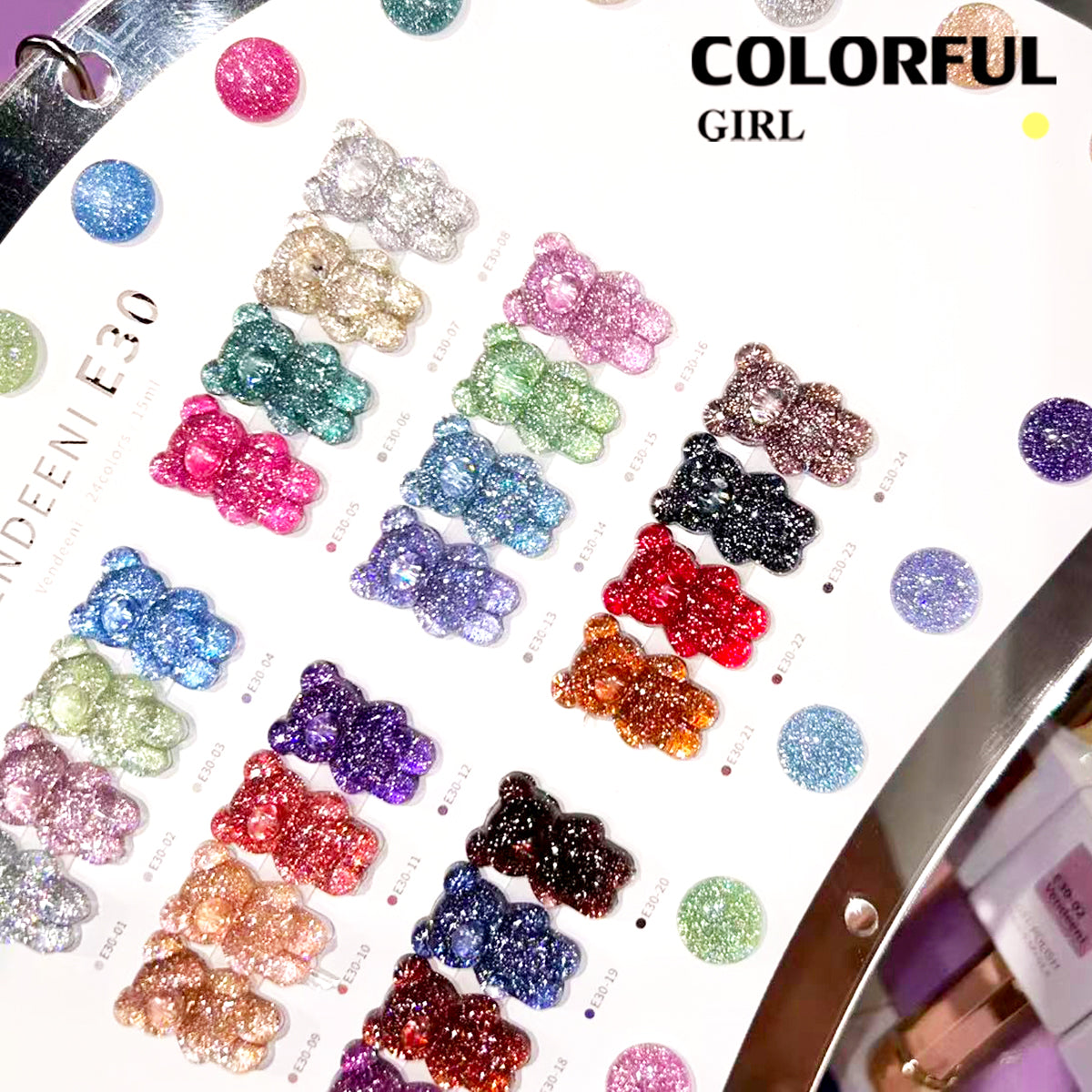 【พร้อมส่ง】✨สีเจลแฟลช VENDEENI VDN-E30 สีเจลเพชร 24 สี✨ เงางามระยิบระยับเหมือนเพชร 💎 เม็ดสีแน่น ชัดเจน ติดทนนาน (ทามาให้แล้ว พร้อมใช้งานทันทีค่ะ 💅)