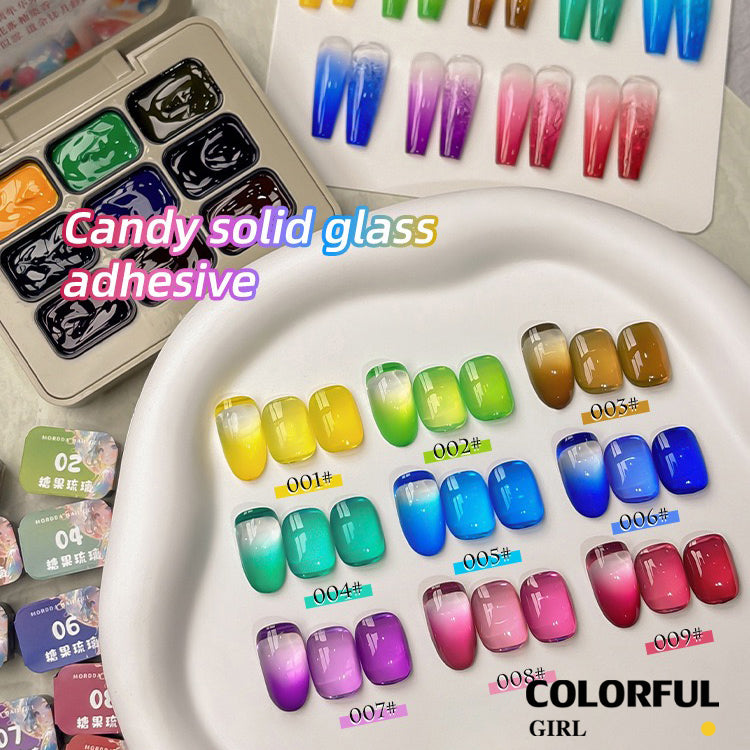 ✨พร้อมส่ง✨สีเจลไซรัป  Solid Pat Gel 9-square series  ยาทาเล็บ Pat กาว Delicate หนาสูง Saturation Blooming Gradient No-Wash ยาทาเล็บ 9 Grid Series