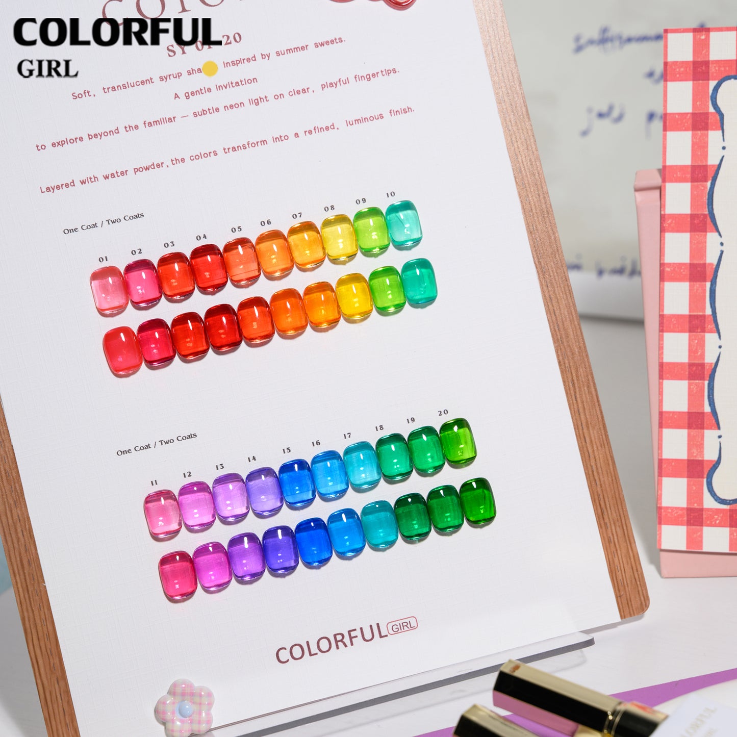 【พร้อมส่ง】COLORFUL GIRL สีเจลไซรัป 20 สี เนื้อสีใสชัด โปร่งแสง เม็ดสีแน่น สีสดชัด โทนสีลูกกวาด โทนสะอาด น่ารัก สบายตา เหมาะสำหรับร้านทำเล็บ (ทามาให้แล้ว พร้อมใช้งาน)
