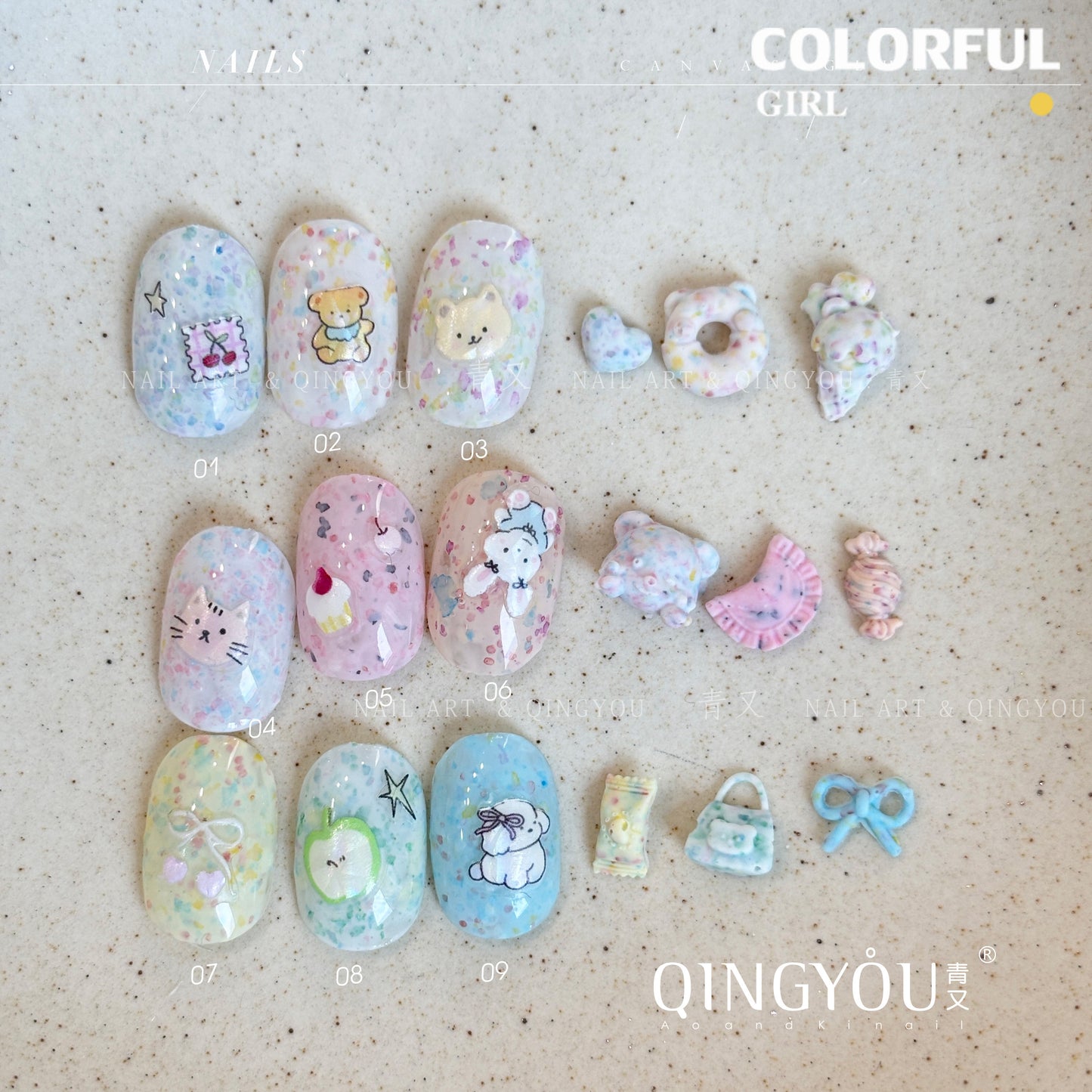 ✨qingyou สไตล์ Candy เล็บเจล  OIL PAINTING TEXTURE GEL ญี่ปุ่นเล็บแกะสลักกาวแกะสลักดินน้ำมันยูวีเจลจิตรกรรม 5d นูนเจลเล็บอุปกรณ์สำหรับมืออาชีพ 9 สี