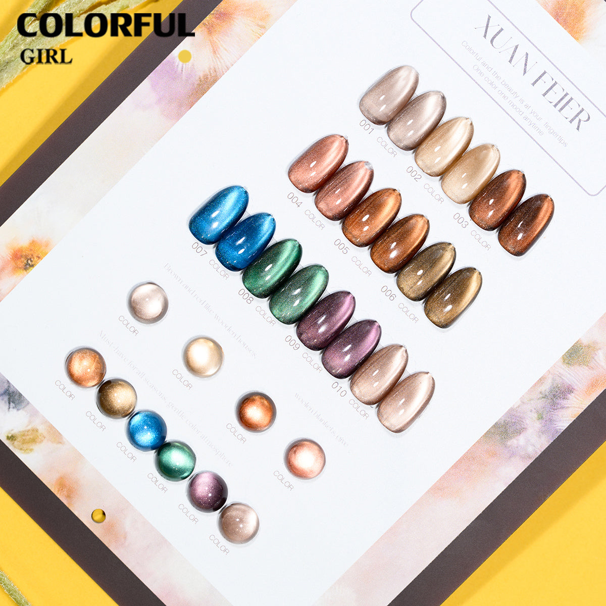 XUANFEIER สีลูกแก้ว 10 สี | สุดพรีเมียม สีเด่นชัด  ฟรีชาร์ทสี