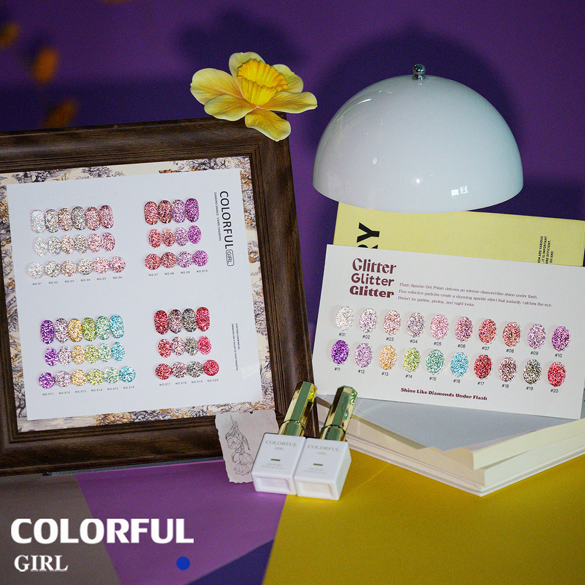 Colorful Girl สีเจลแฟลช 20 สี ✨ เนื้อเจลวิ้งละเอียด สีแน่น เงางาม ติดทนนาน แถมชาร์ทสี
