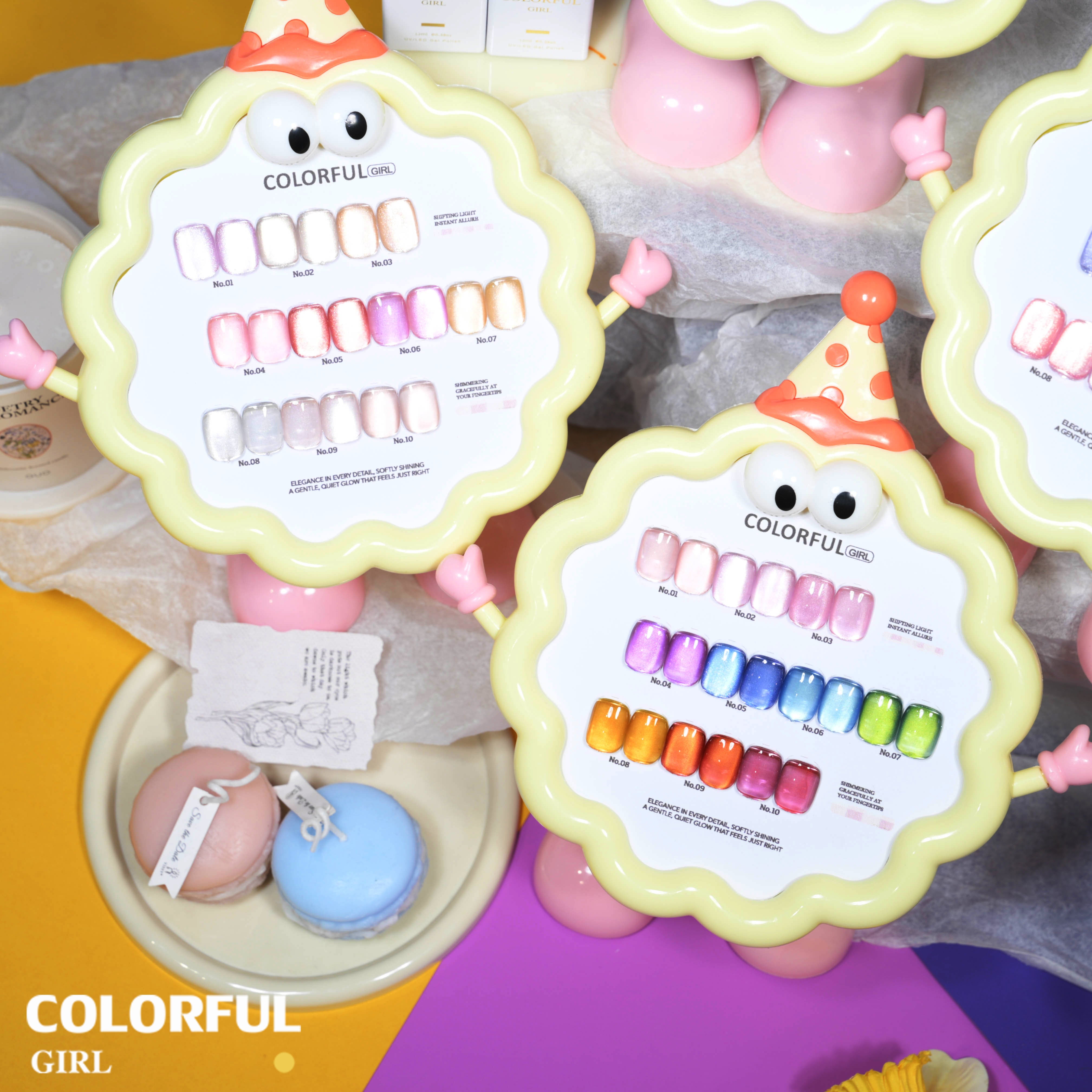 COLORFUL GIRL สีเจลแคทอาย 10 สี ✨ ฟีลซอฟต์มินนี่ลูกกวาดสุดน่ารัก｜เจลลูกแก้วฉ่ำ ๆ แบบเยลลี่｜โทนสีสาวน่ารักสดใส 💛 (ทามาให้แล้ว พร้อมใช้งาน)