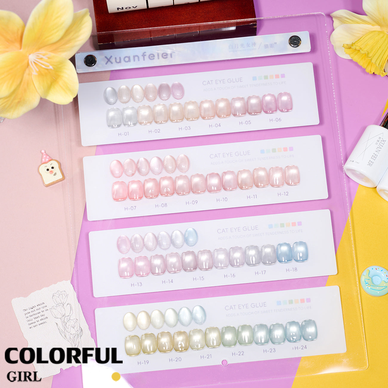 【พร้อมส่ง】สีเจลแคทอาย Xuanfeier24สี  ฟีลแสงจันทร์ละมุนแบบฝัน ๆ ✨ สีลูกแก้ว ฟรีชาร์ทสี Cat eye   แม่เหล็ก เอฟเฟกต์มันเงามาก