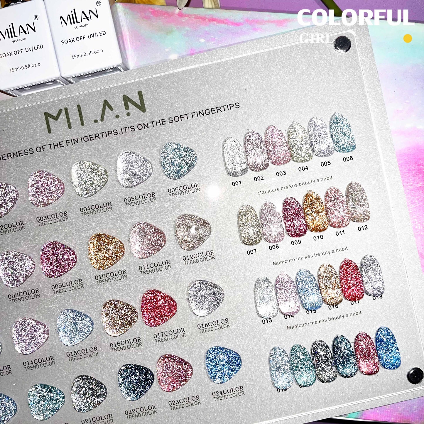 【พร้อมส่ง】สีเจลแฟลช   สีทาเล็บเจล milan 24สี（ MILAN) สีเจล 24สี สีเจลแฟลช   แถม ชาร์ทสี