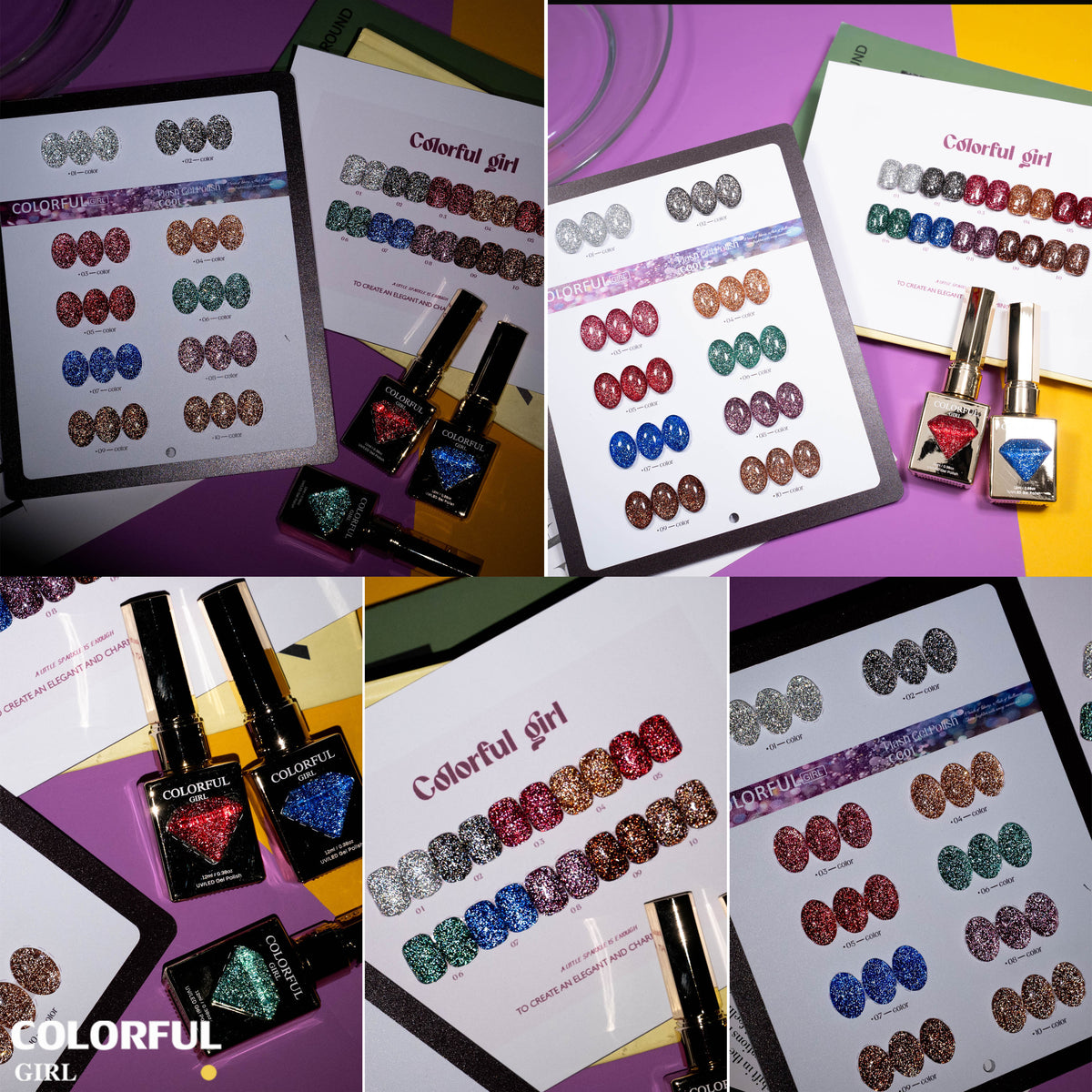【พร้อมส่ง】Colorful Girl สีเจลแฟลชผสมฟอยล์เงิน 10 สี  เล่นแสงสวย เปล่งประกายแม้อยู่กลางแสงแดด สีครบ ใช้งานระดับมืออาชีพ + ฟรีชาร์ทสี "