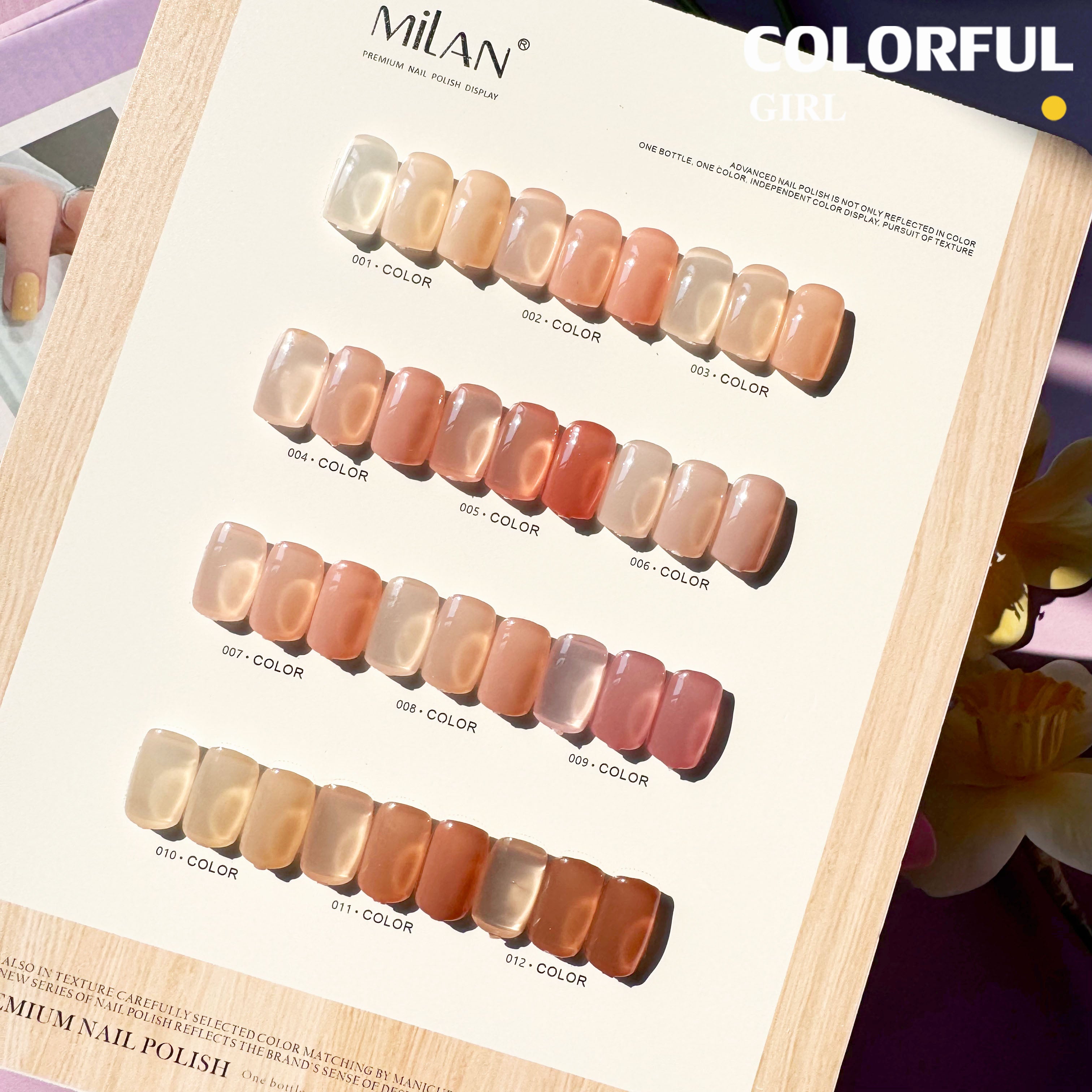 MILAN 12 สี สามคอลเลกชัน สีเจลไซรัป โทนชมพู Ice Peach แถมฟรีชาร์ทสี