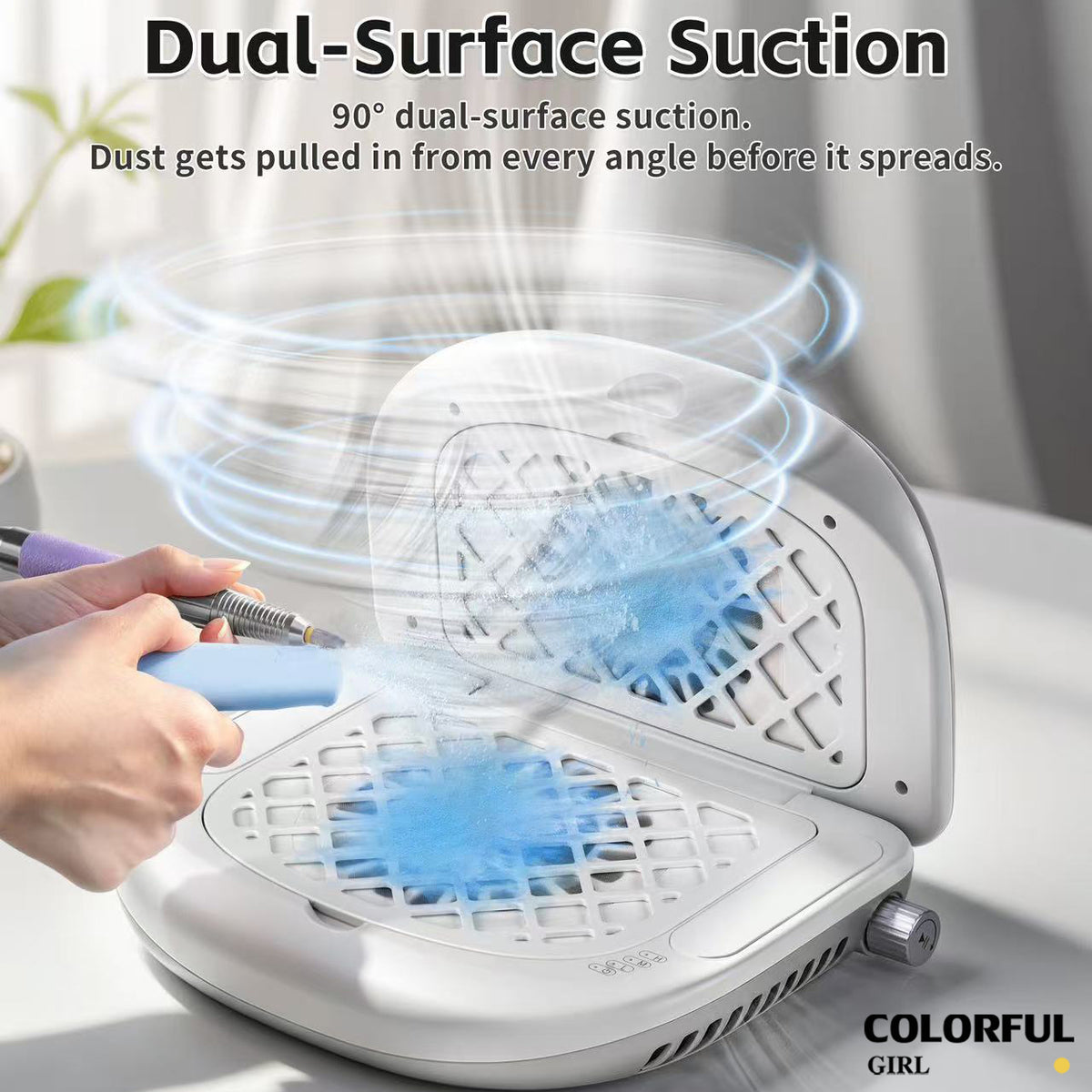 SNRQI L60 Nail Dust Collector เครื่องดูดฝุ่นทำเล็บ เทอร์โบไร้แปรง 4000RPM ดูดแรง เงียบ พับได้ กรองฝุ่น 2 ชั้น ปรับแรงดูดได้ สำหรับร้านทำเล็บมืออาชีพและใช้งานส่วนตัว