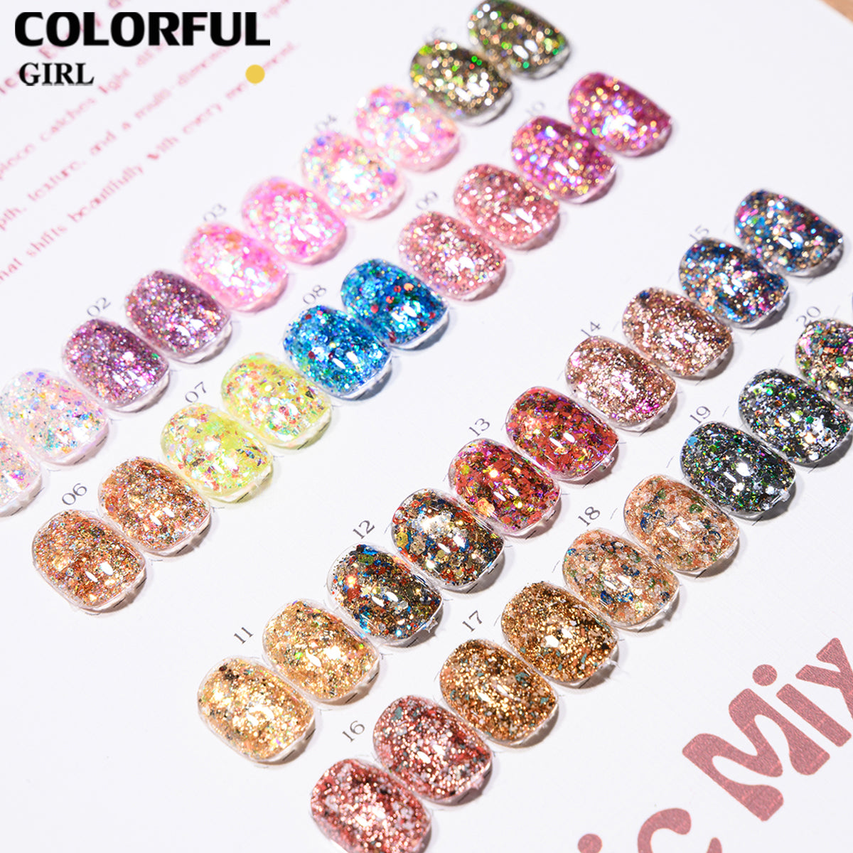 COLORFUL GIRL มีให้เลือก 40 สี ผงกลิตเตอร์ล็บสูตรพิเศษ  กลิตเตอร์ใหญ่-เล็ก ผสมเปลือกหอย ผงโอปอล ออโรร่า